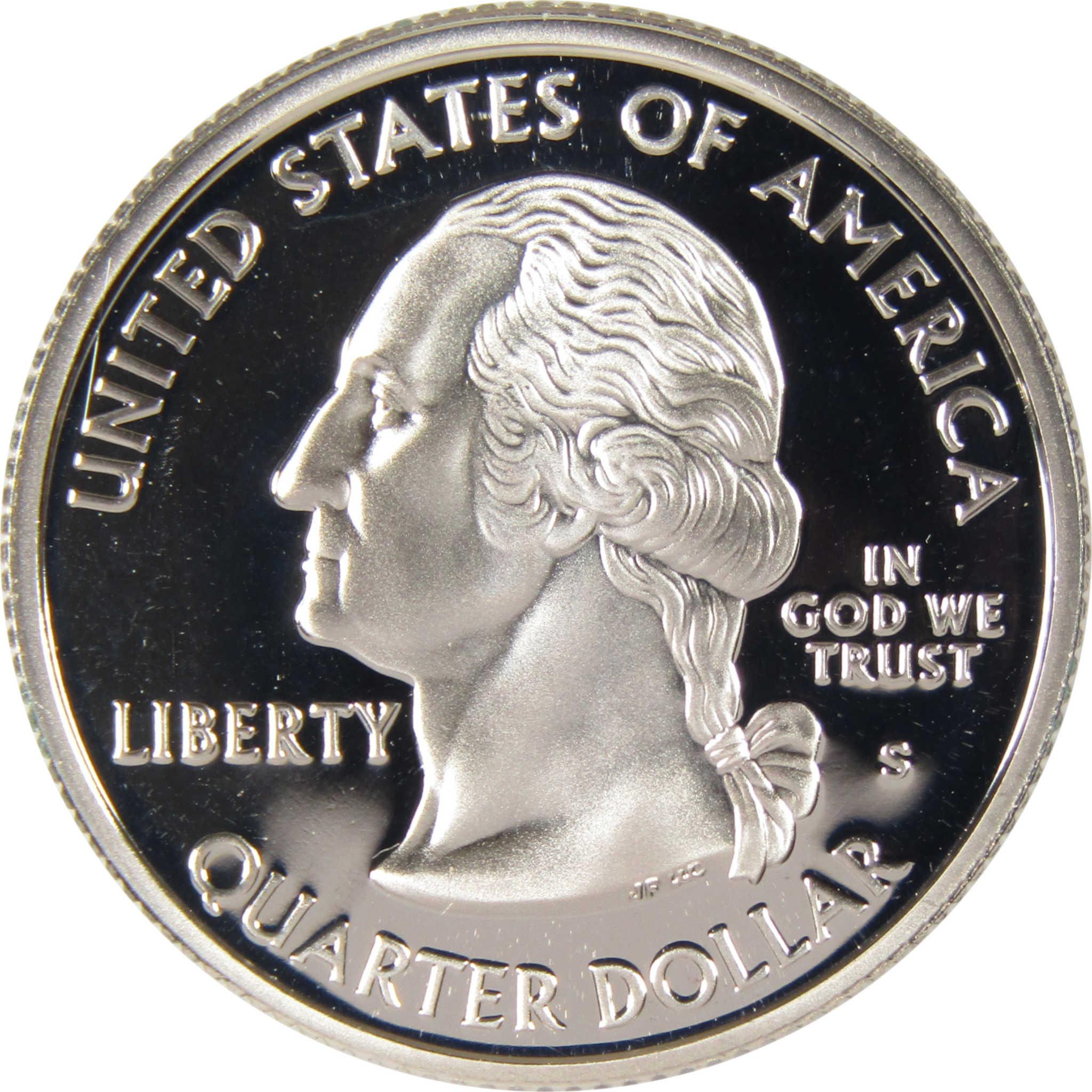 Proof US quarter dollar coin with Washington profile and mirrored finish