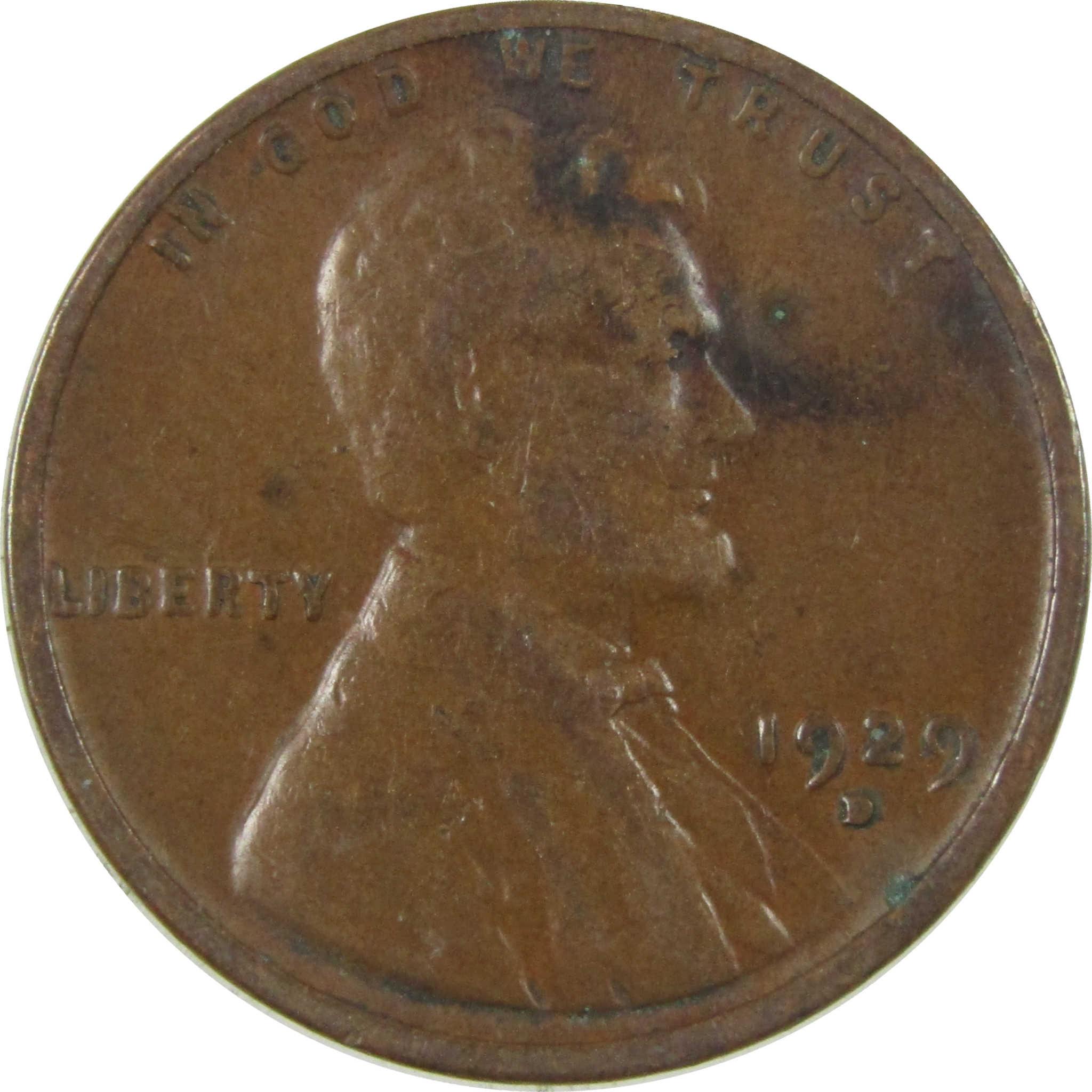 1929 D Lincoln Wheat Cent VG Very Good Penny 1c Coin SKU:I27202