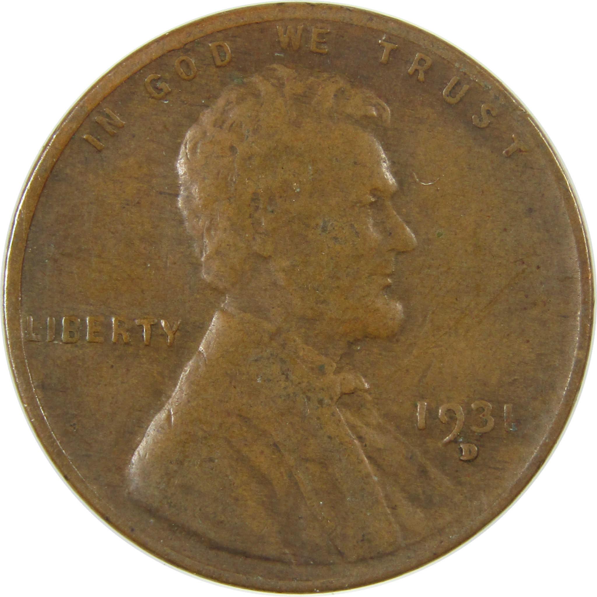 1931 D Lincoln Wheat Cent F Fine Penny 1c Coin Collectible SKU:I26795
