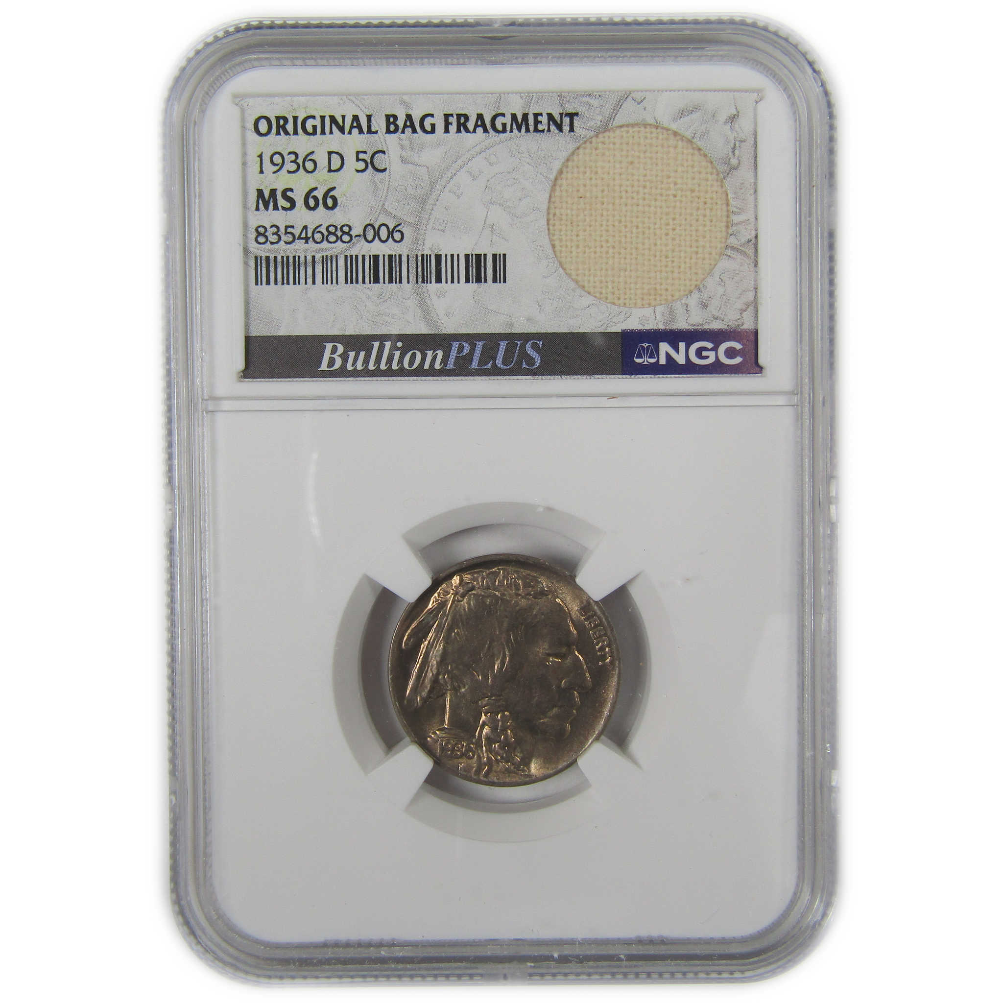 1936 D Indian Head Buffalo Nickel MS 66 NGC Bag Fragment SKU:I22661