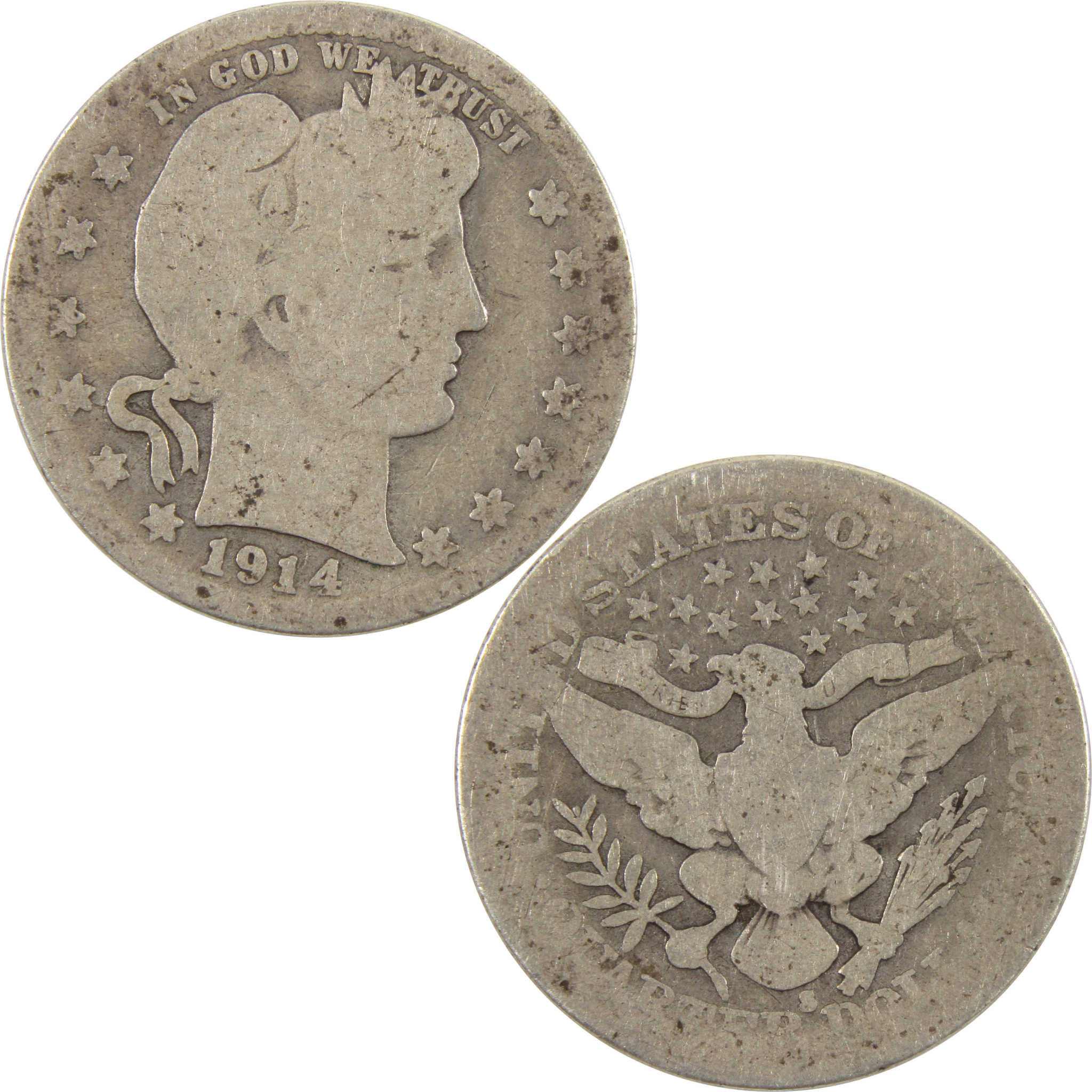 1914 S Barber Quarter AG About Good Silver 25c Coin SKU:I10930