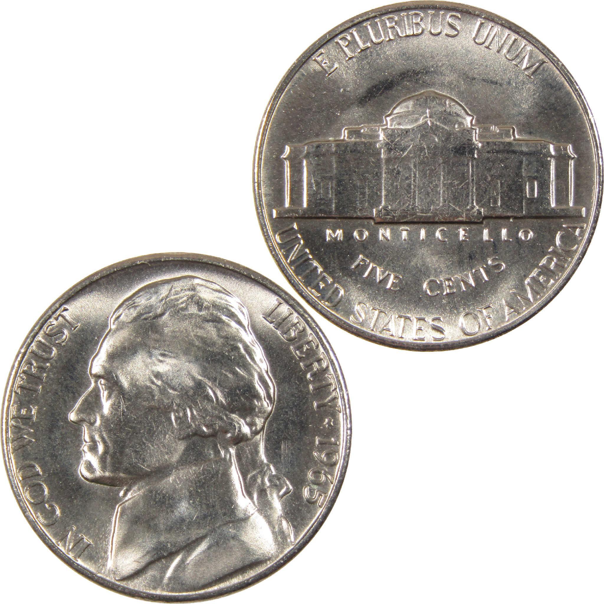Rare 1965 Jefferson nickel collectible coin with Monticello reverse and Jefferson profile