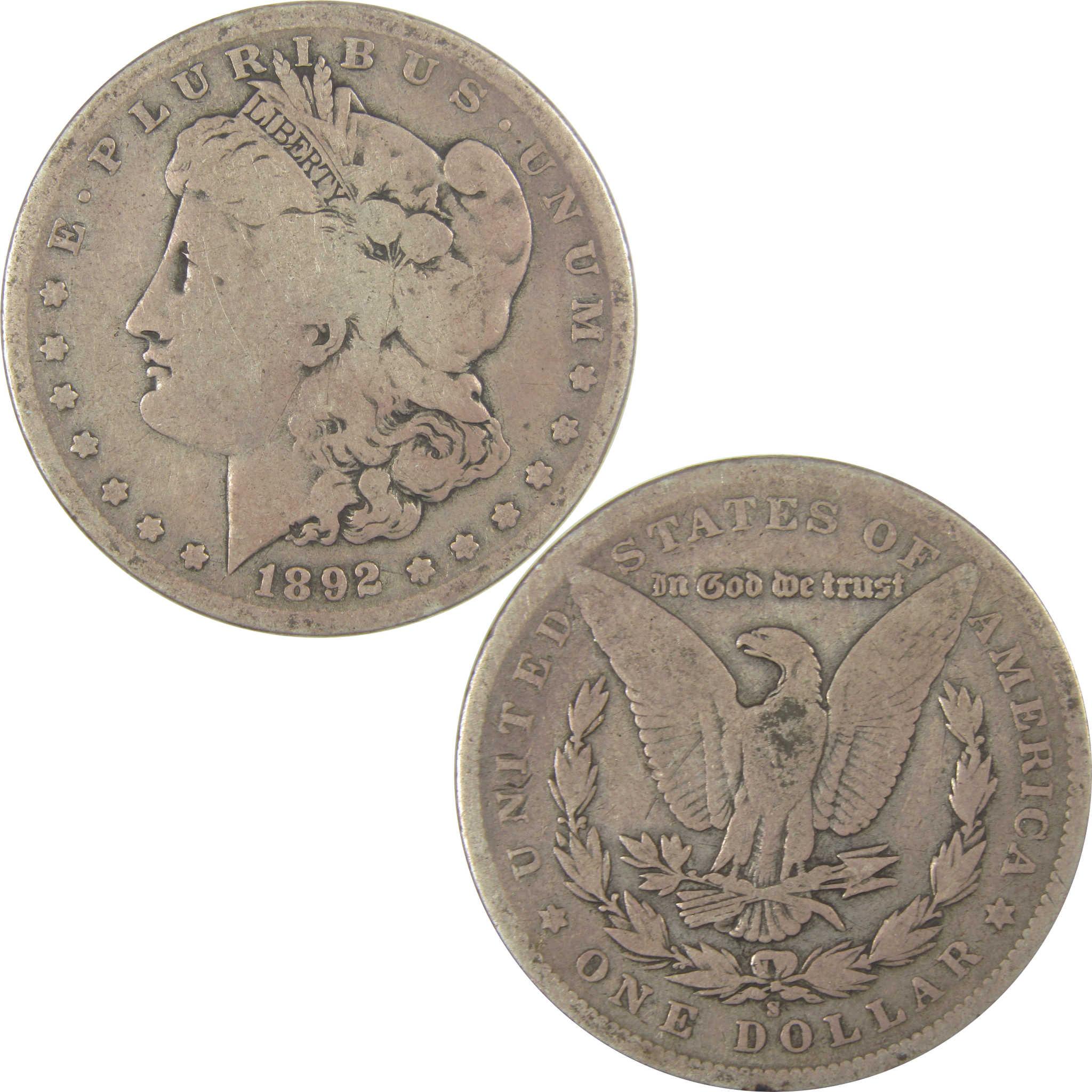 1892 S Morgan Dollar VG Very Good Silver $1 Coin SKU:CPC1041 - Morgan coin - Morgan silver dollar - Morgan silver dollar for sale - Profile Coins & Collectibles
