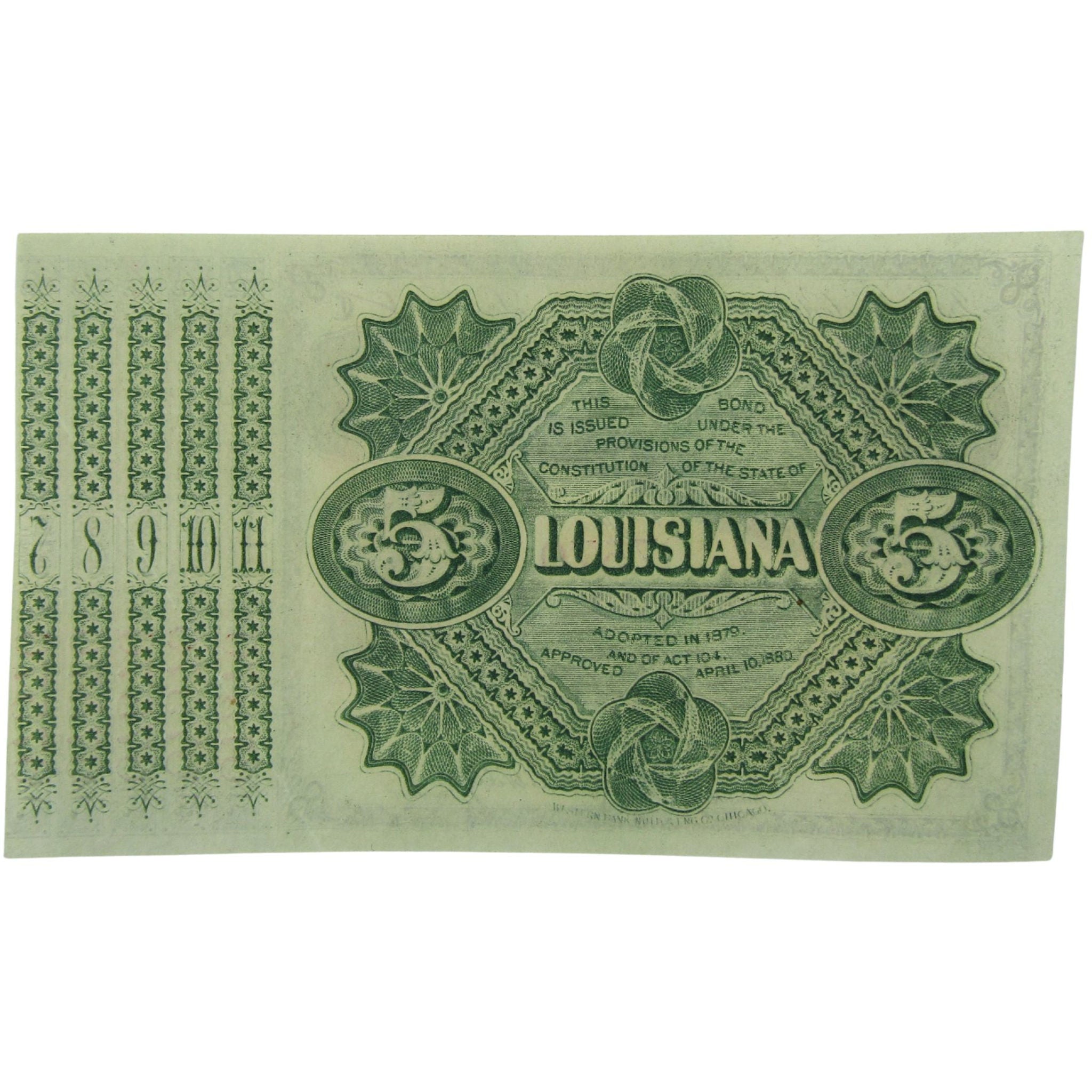 1878 $5 Louisiana Interest Bearing Baby Bond Circulated SKU:I25990