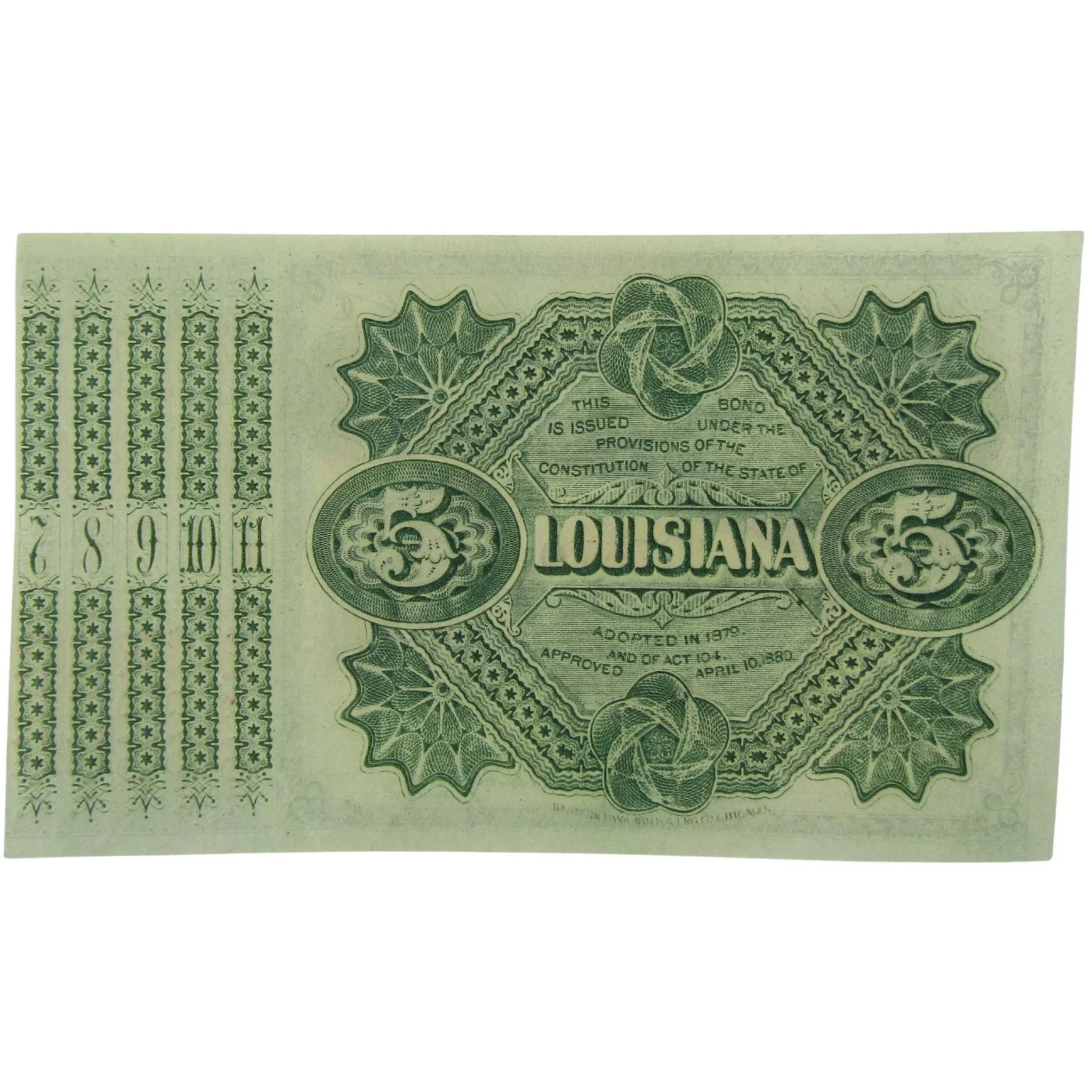 1878 $5 Louisiana Interest Bearing Baby Bond Circulated SKU:I25990