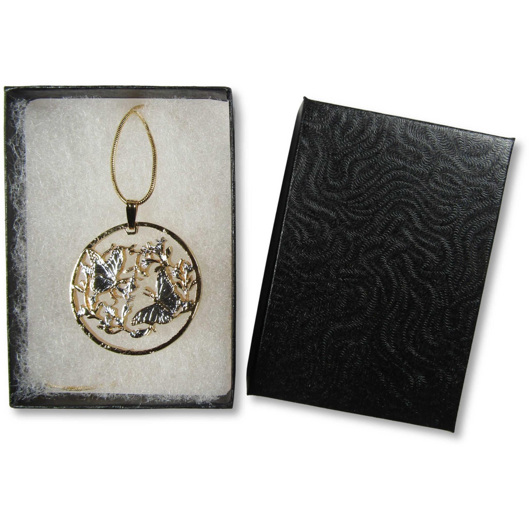 Monarch Butterfly Cut Coin Necklace with Gold-Plated Chain