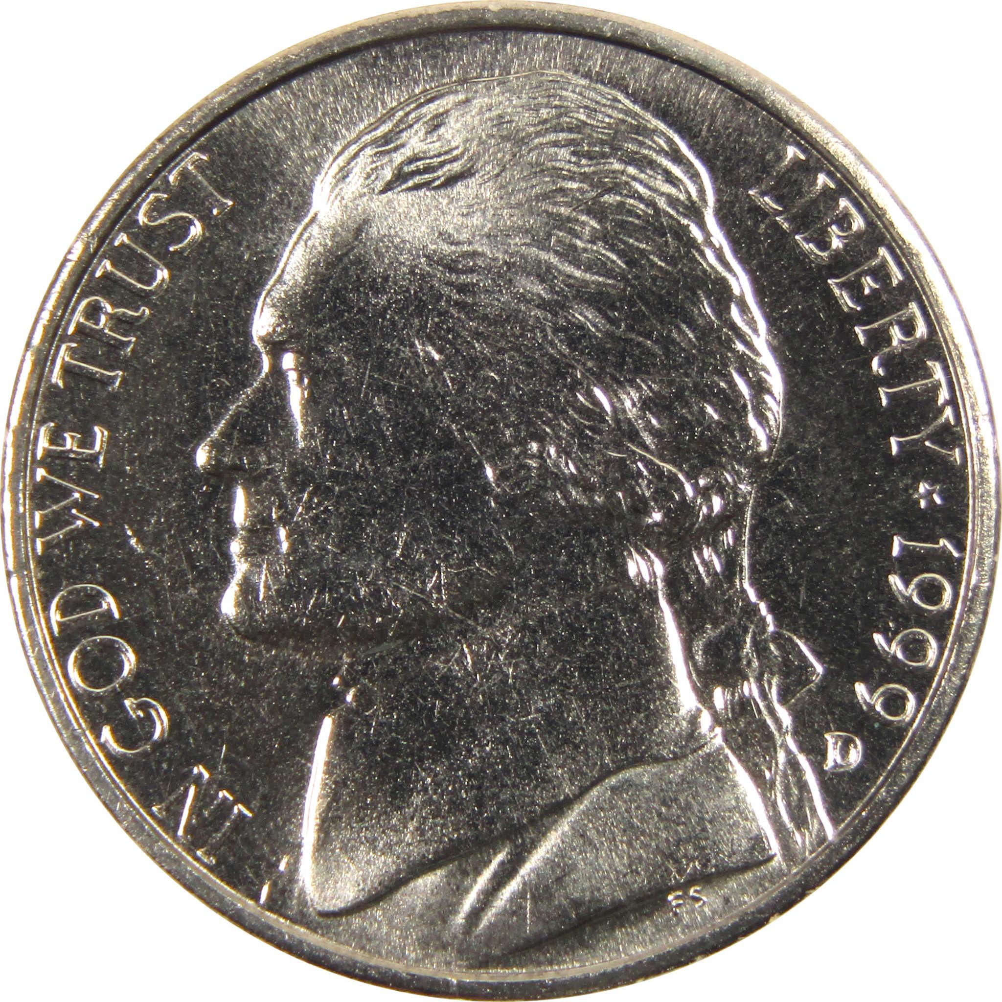 1999 D Jefferson Nickel BU Uncirculated 5c Coin