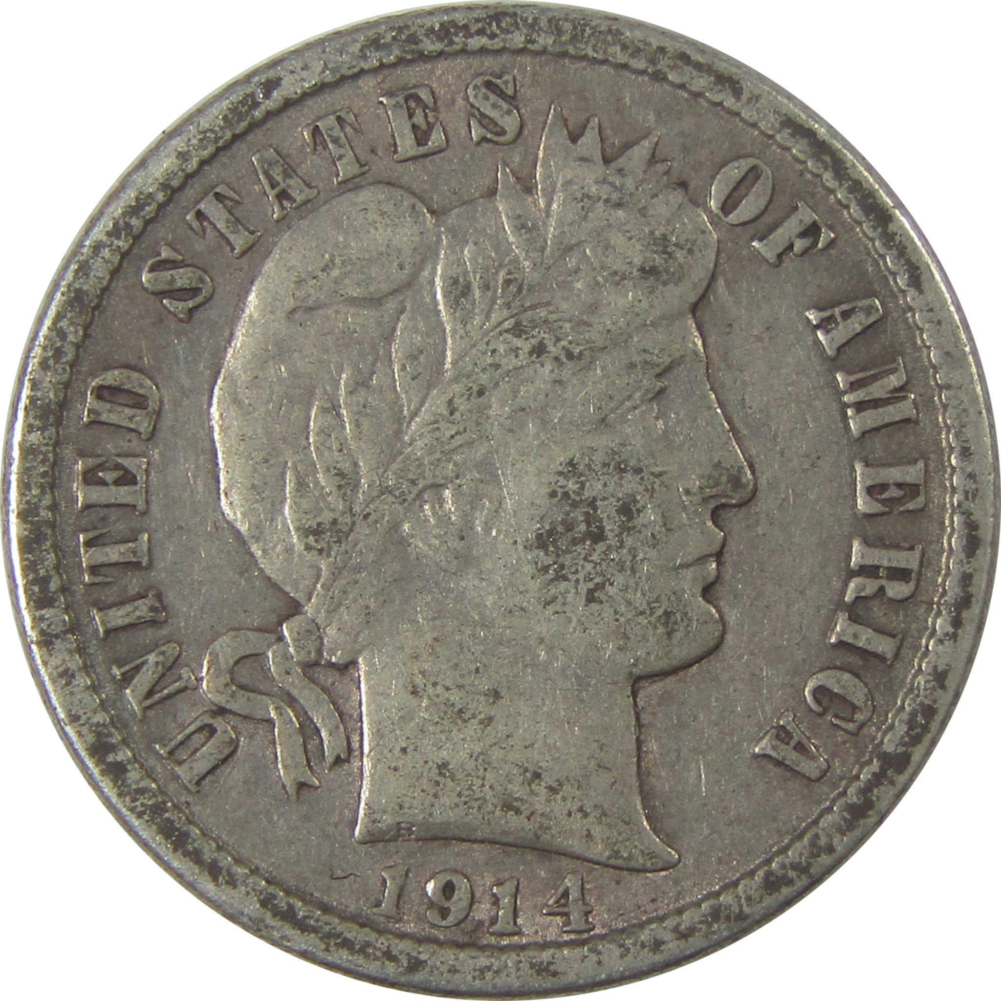 1914 Barber Dime XF EF Extremely Fine Silver 10c Coin SKU:I21106