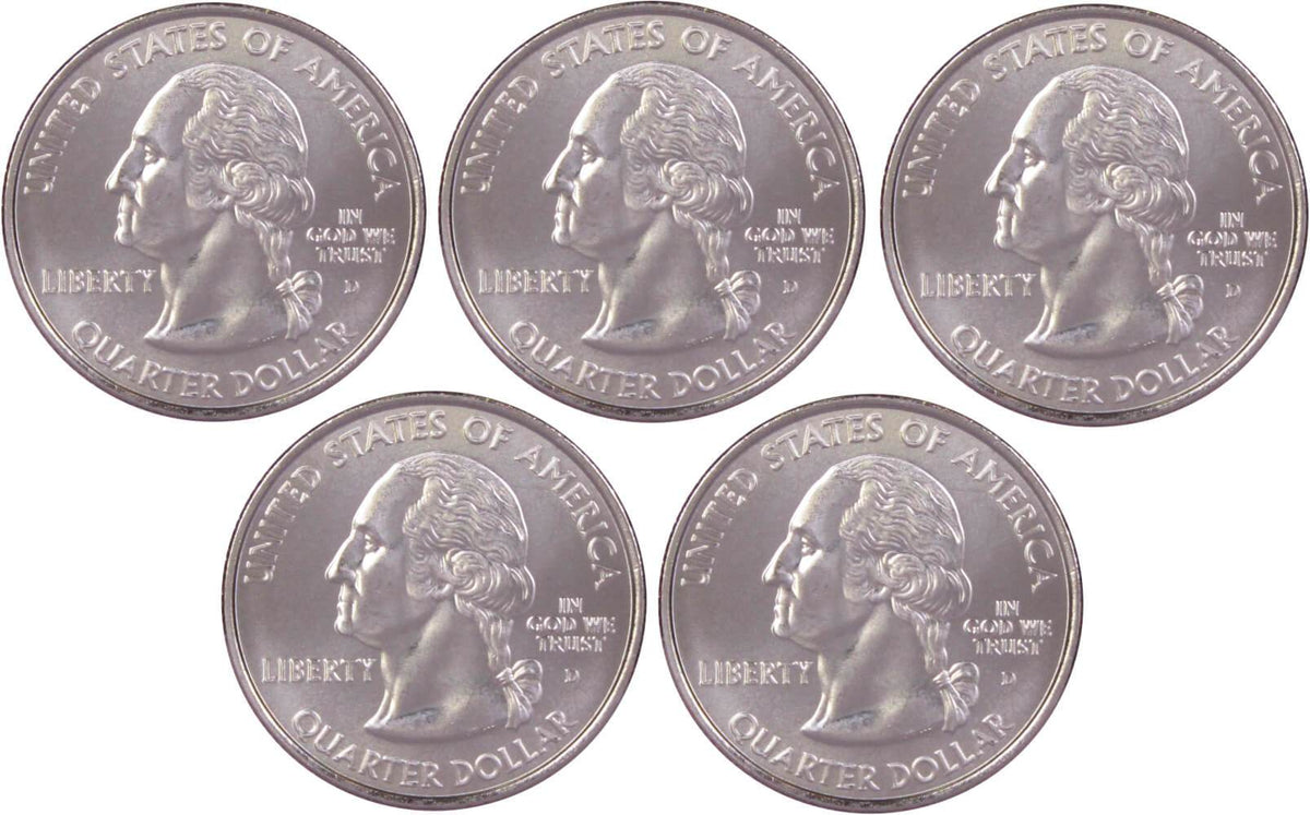 2007 D State Quarter 5 Coin Set Clad Uncirculated Mint State