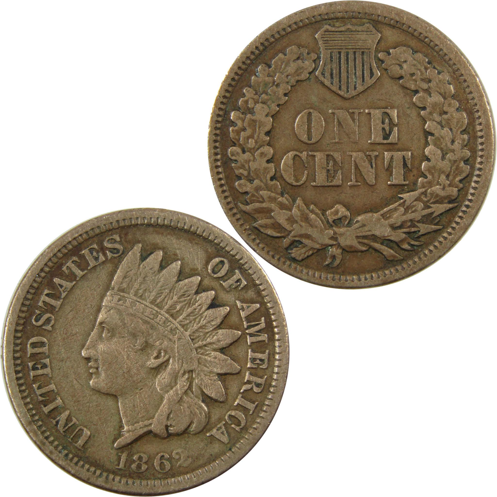 1862 Indian Head Cent VF Very Fine Penny 1c Coin SKU:CP1145
