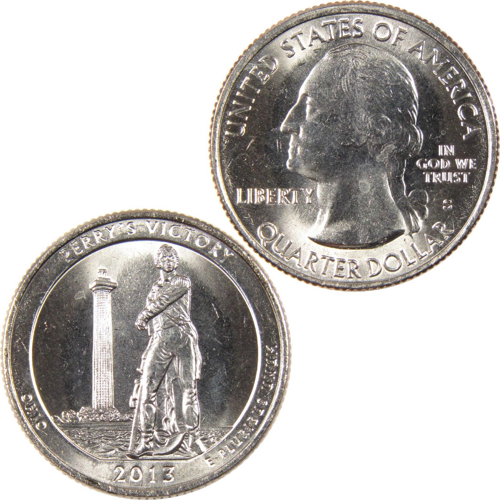2013 Perry's Victory Ohio quarter dollar collectible coin, obverse and reverse sides