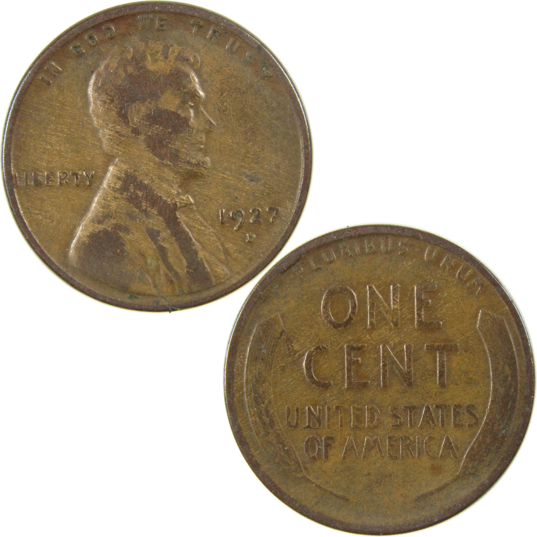 1927 D Lincoln Wheat Cent G Good Penny 1c Coin SKU:I27194