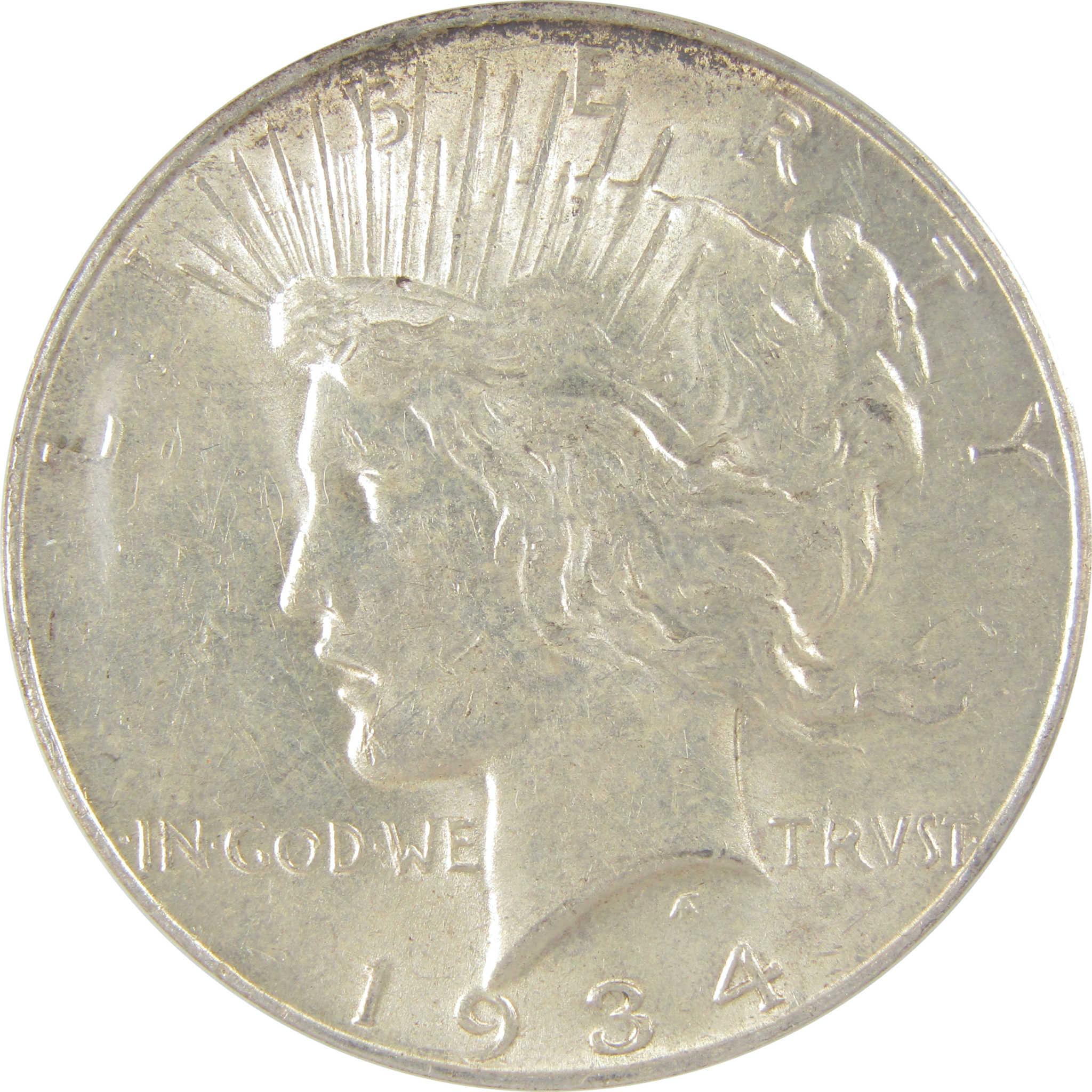 1934 D Peace Silver Dollar AU 55 ANACS $1 Coin SKU:I25077