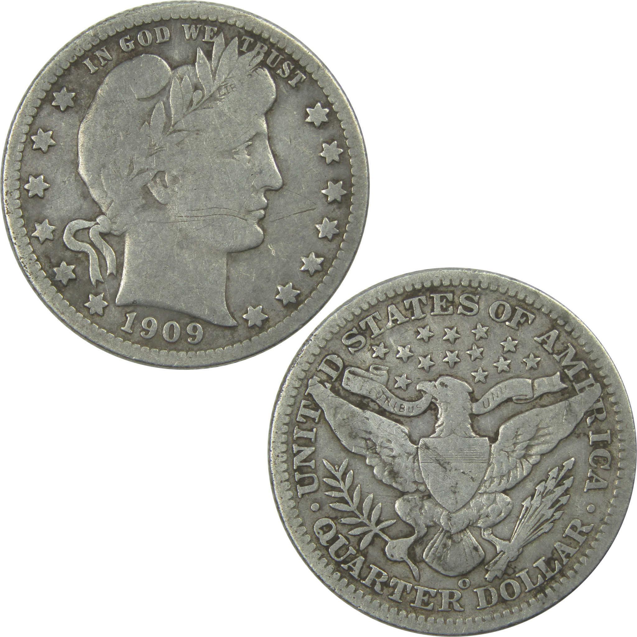 1909 O Barber Quarter F Fine Details Silver 25c Coin SKU:I15243