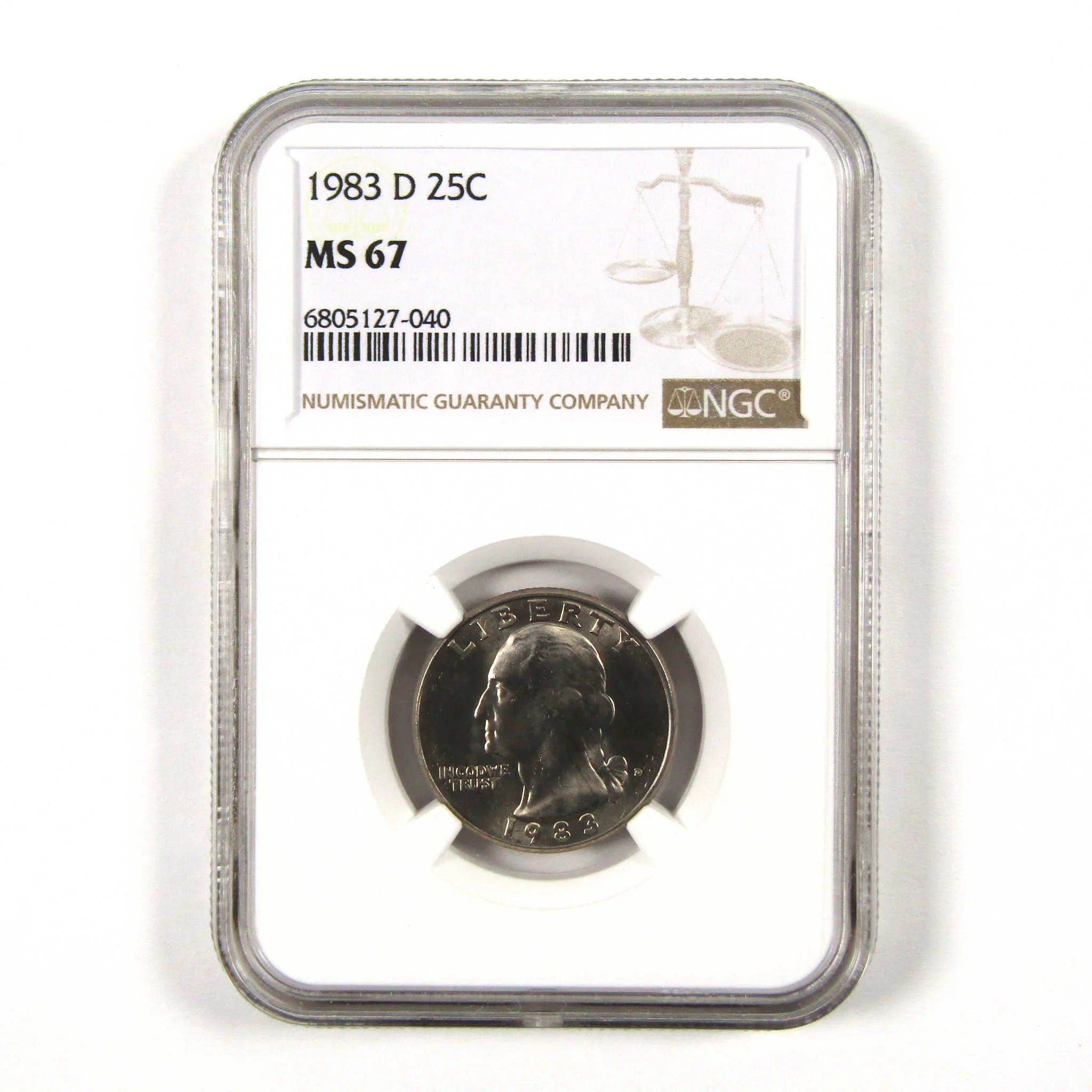 1983 D Washington Quarter MS 67 NGC Clad 25c Uncirculated SKU:I9564
