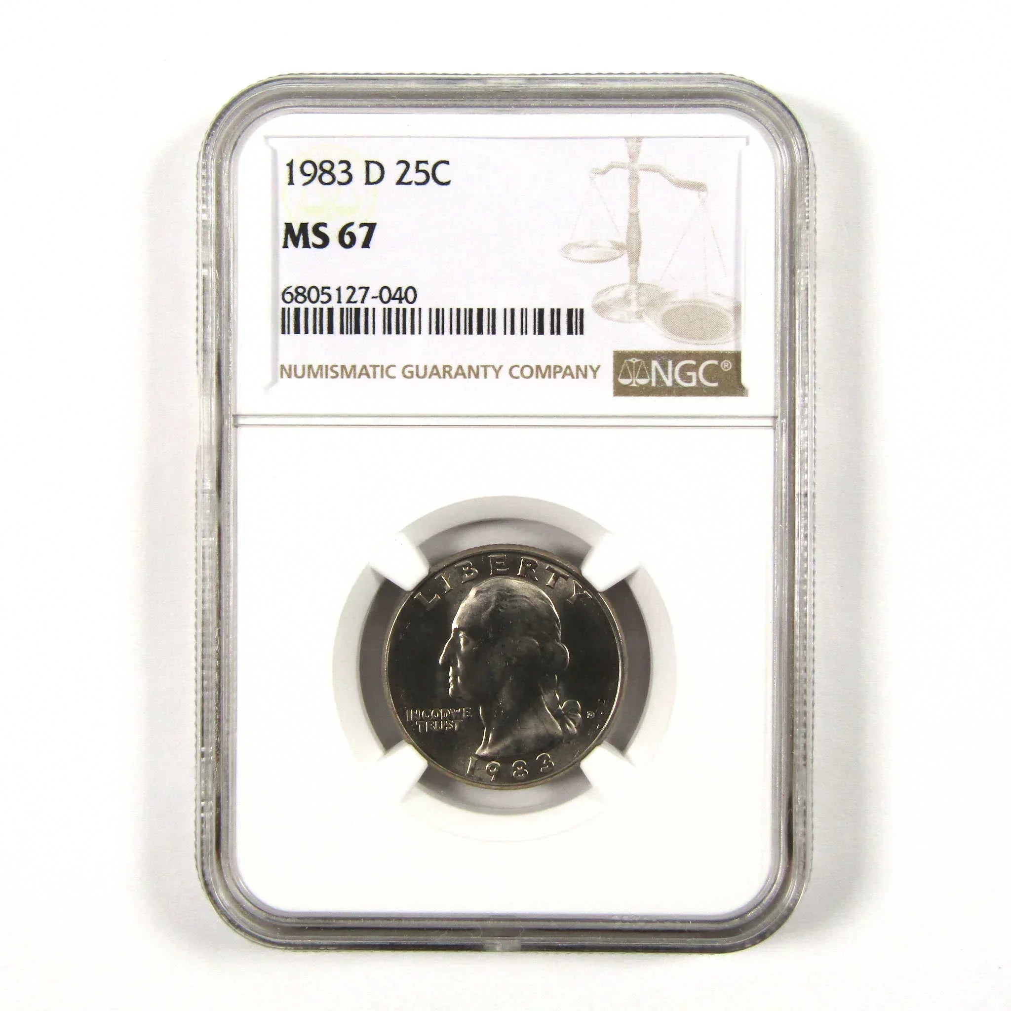 1983 D Washington Quarter MS 67 NGC Clad 25c Uncirculated SKU:I9564