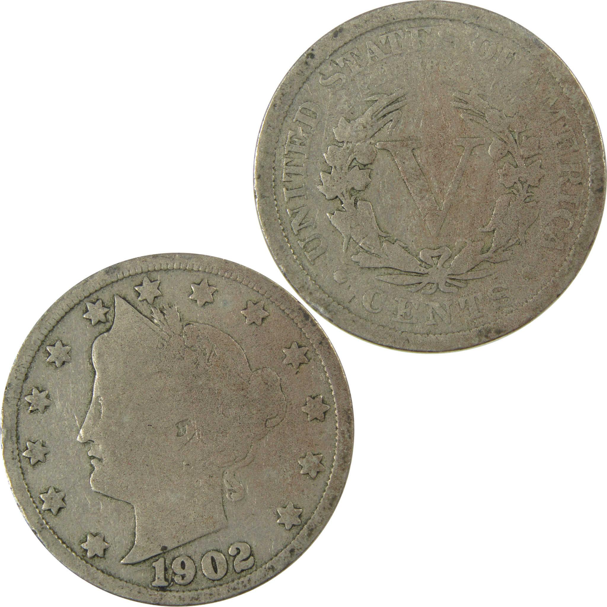 1902 Liberty Head V Nickel G Good 5c Coin SKU:I27216
