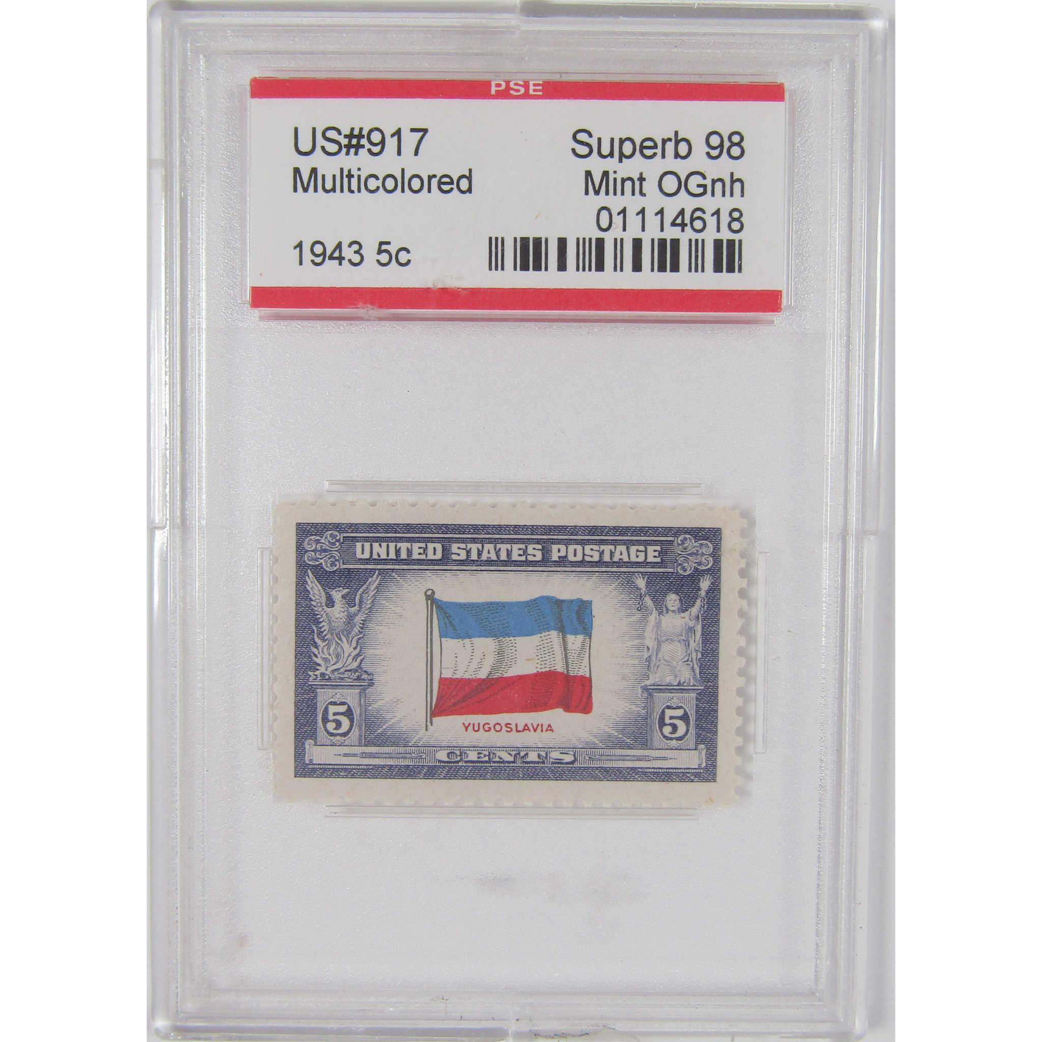 1943 5C 917 Yugoslavia Multicolored US Stamp Superb 98 PSE SKU:CPC9717