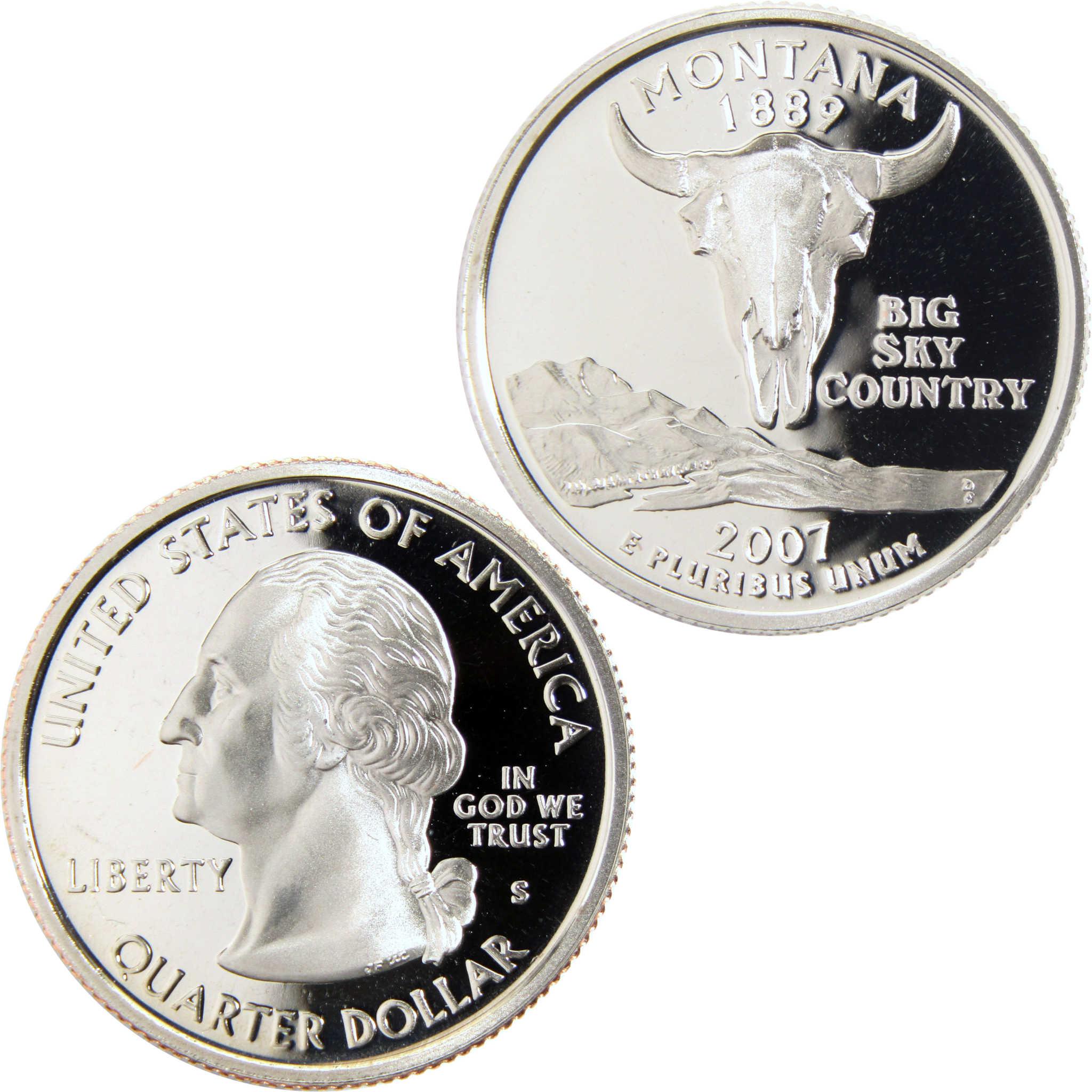 Montana 2007 state quarter collectible coin with buffalo skull and Washington profile