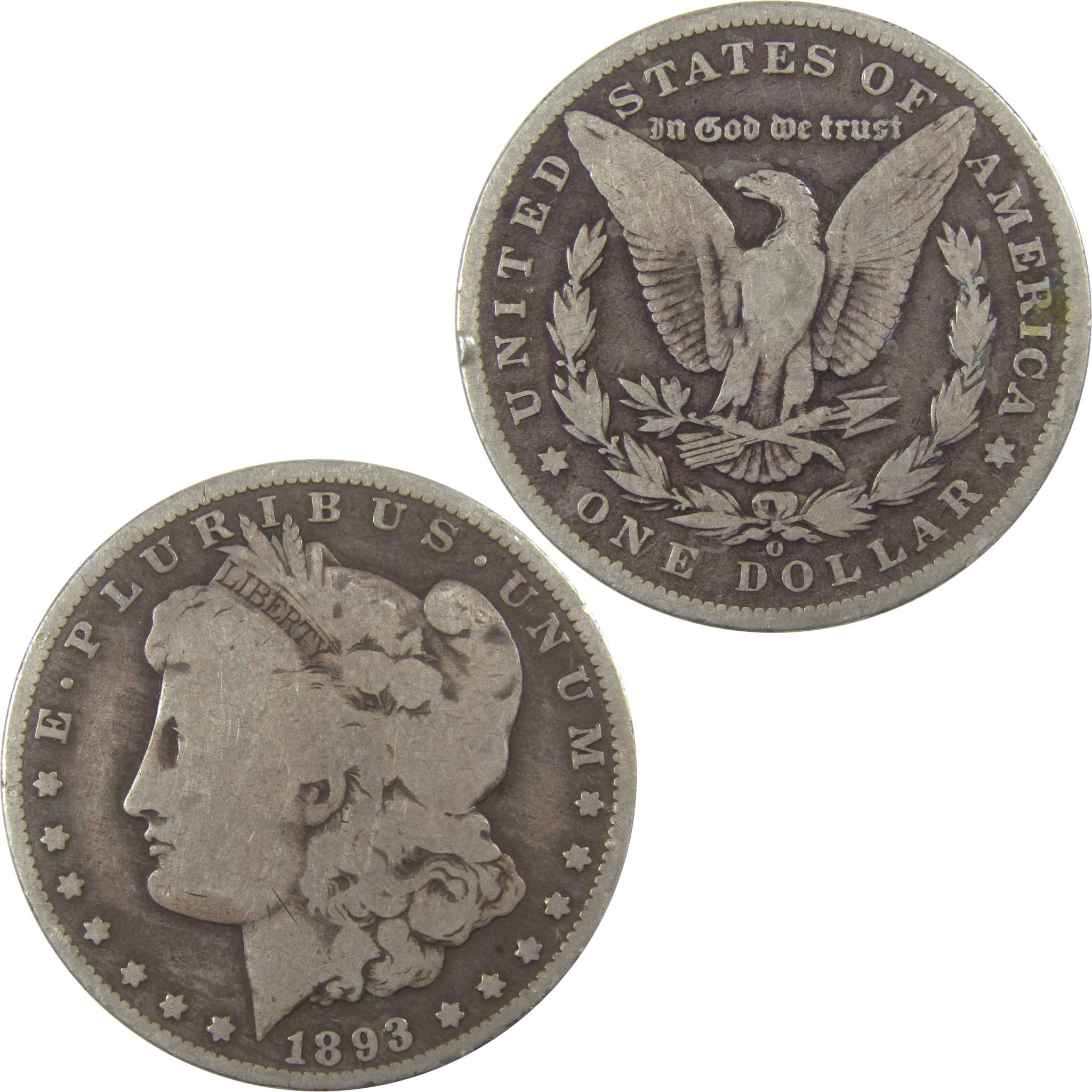 1893 O Morgan Dollar VG Very Good Silver $1 Coin SKU:I24651 - Morgan coin - Morgan silver dollar - Morgan silver dollar for sale - Profile Coins & Collectibles