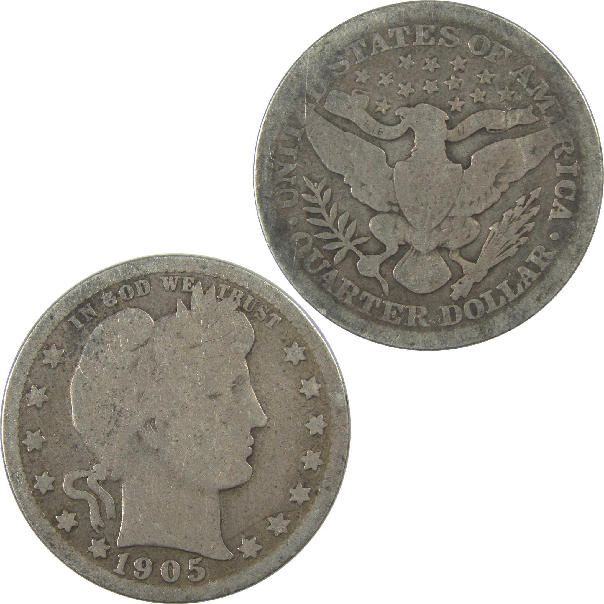 1905 Barber Quarter AG About Good Silver 25c Coin SKU:I21796