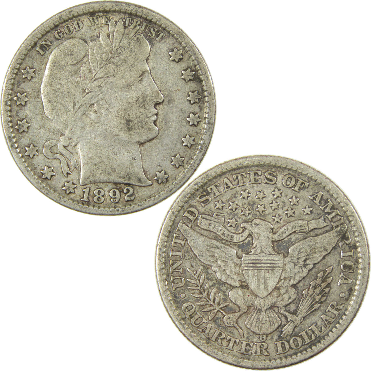 1892 O Barber Silver Quarter F Fine 25c Coin Collectible