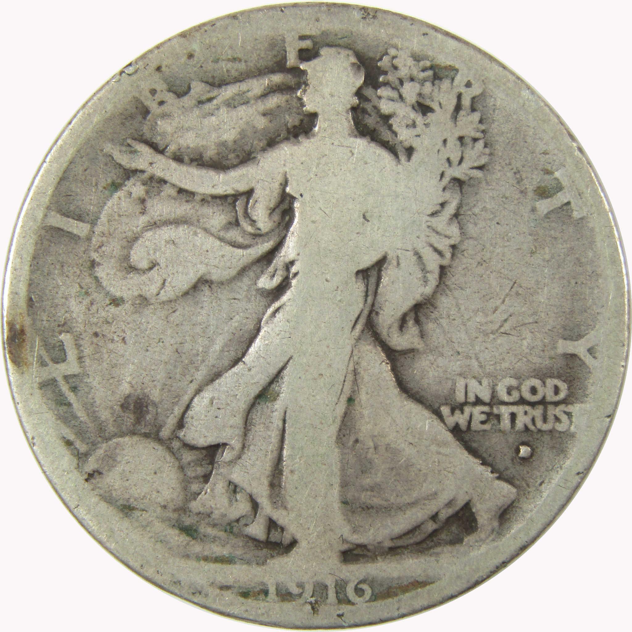 1916 D Liberty Walking Silver 50c G Good Details 50c CoinSKU:CP1472