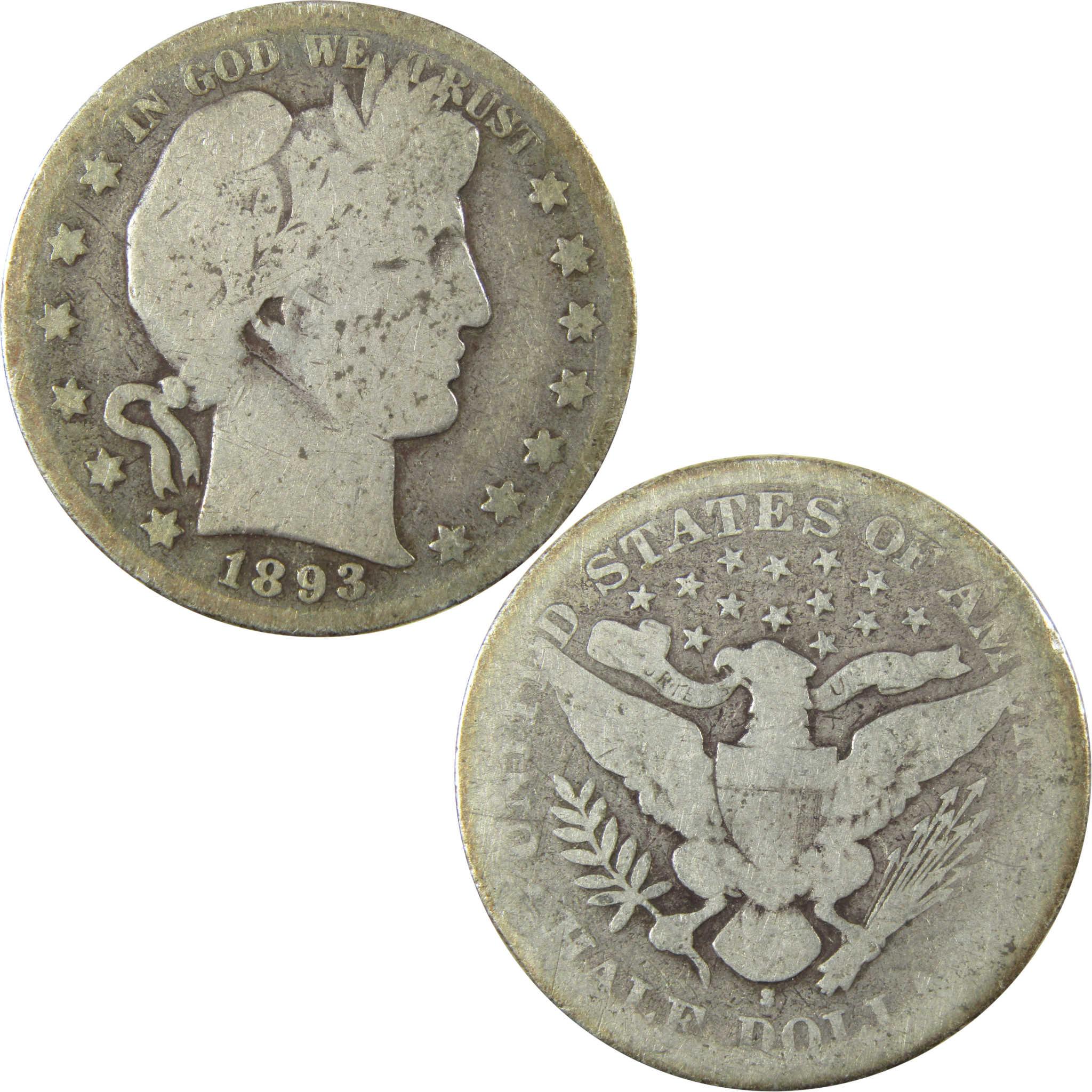 1893 S Barber Silver Half Dollar AG About Good 50c CoinSKU:CP1473