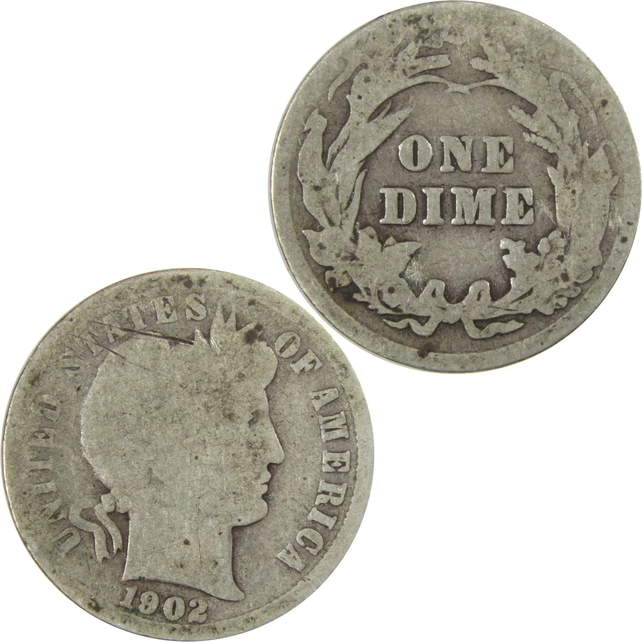 1902 Barber Silver Dime AG About Good 10c Coin Collectible SKU:CP721