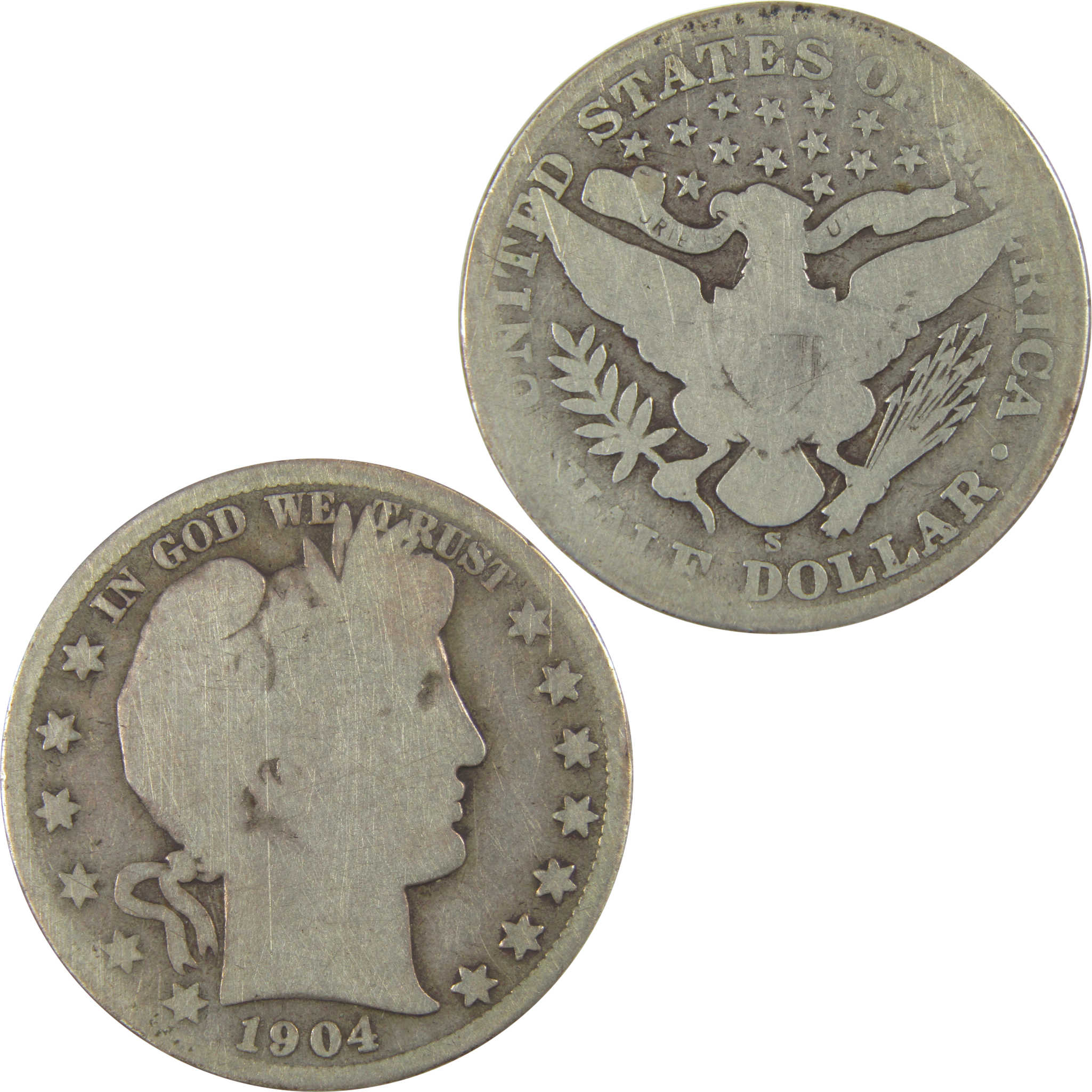 1904 S Barber Half Dollar G Good Silver 50c Coin SKU:CPC0712