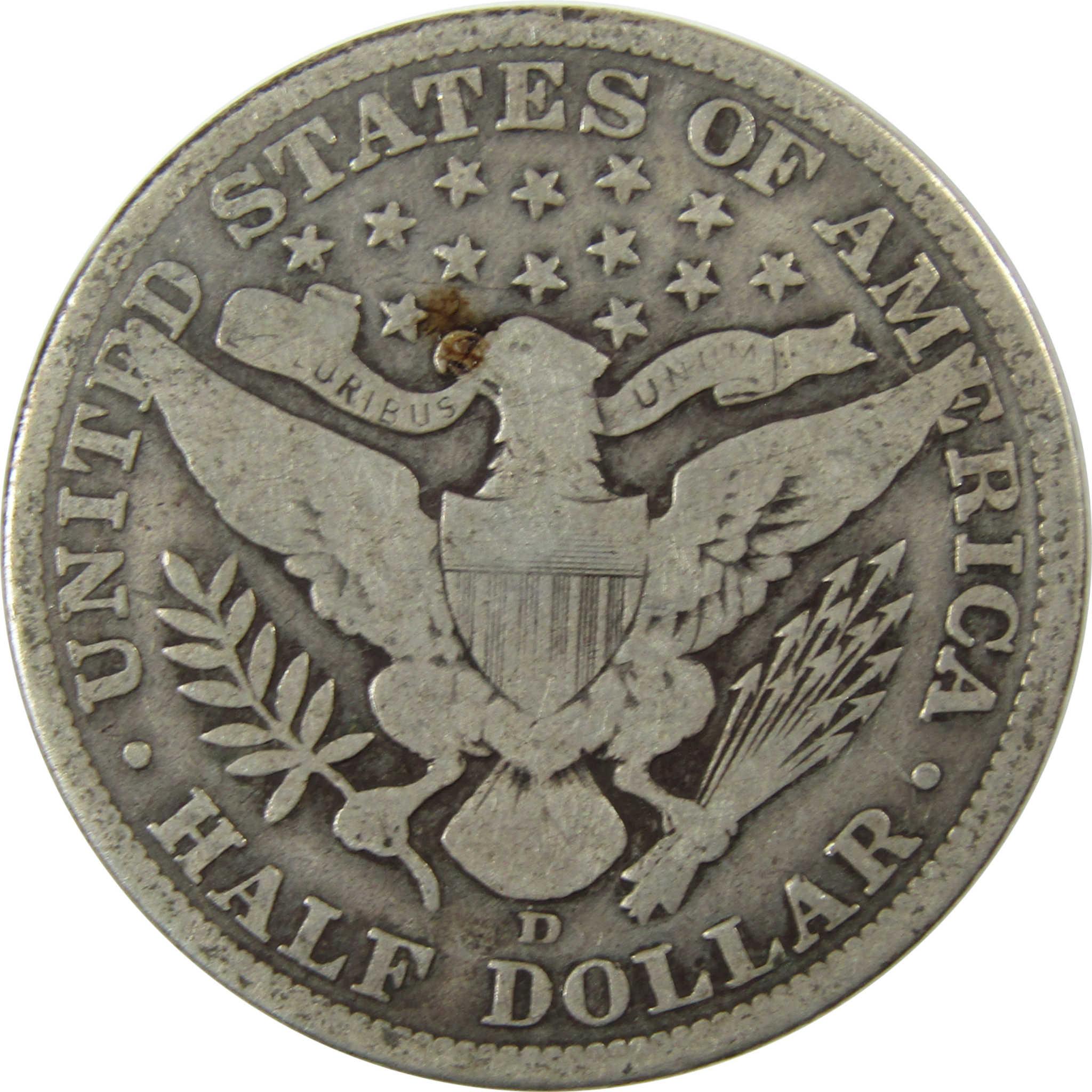 1908 D Barber Silver Half Dollar G Good Details 50c Coin SKU:I25819