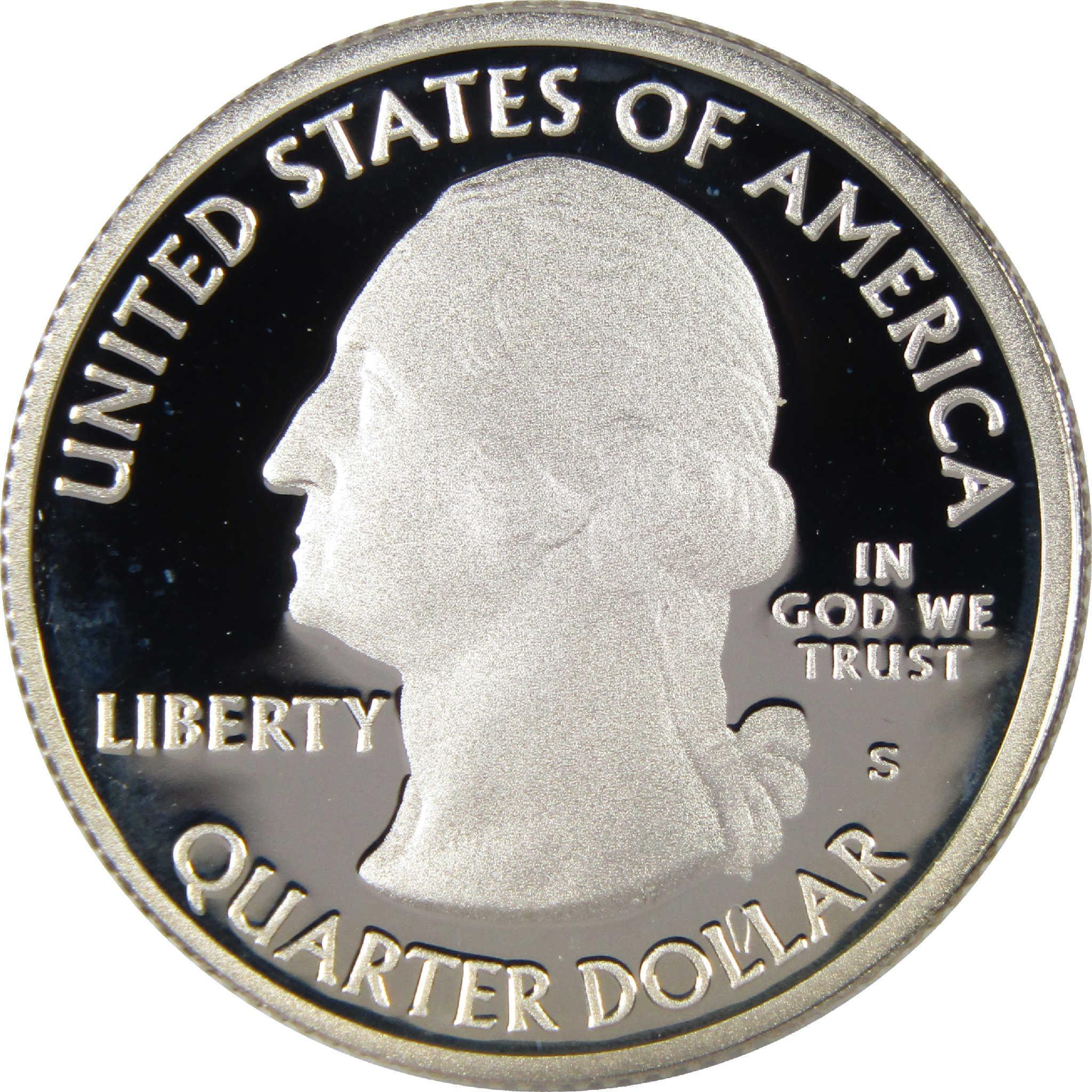 Proof United States quarter dollar coin obverse with Washington profile and inscriptions