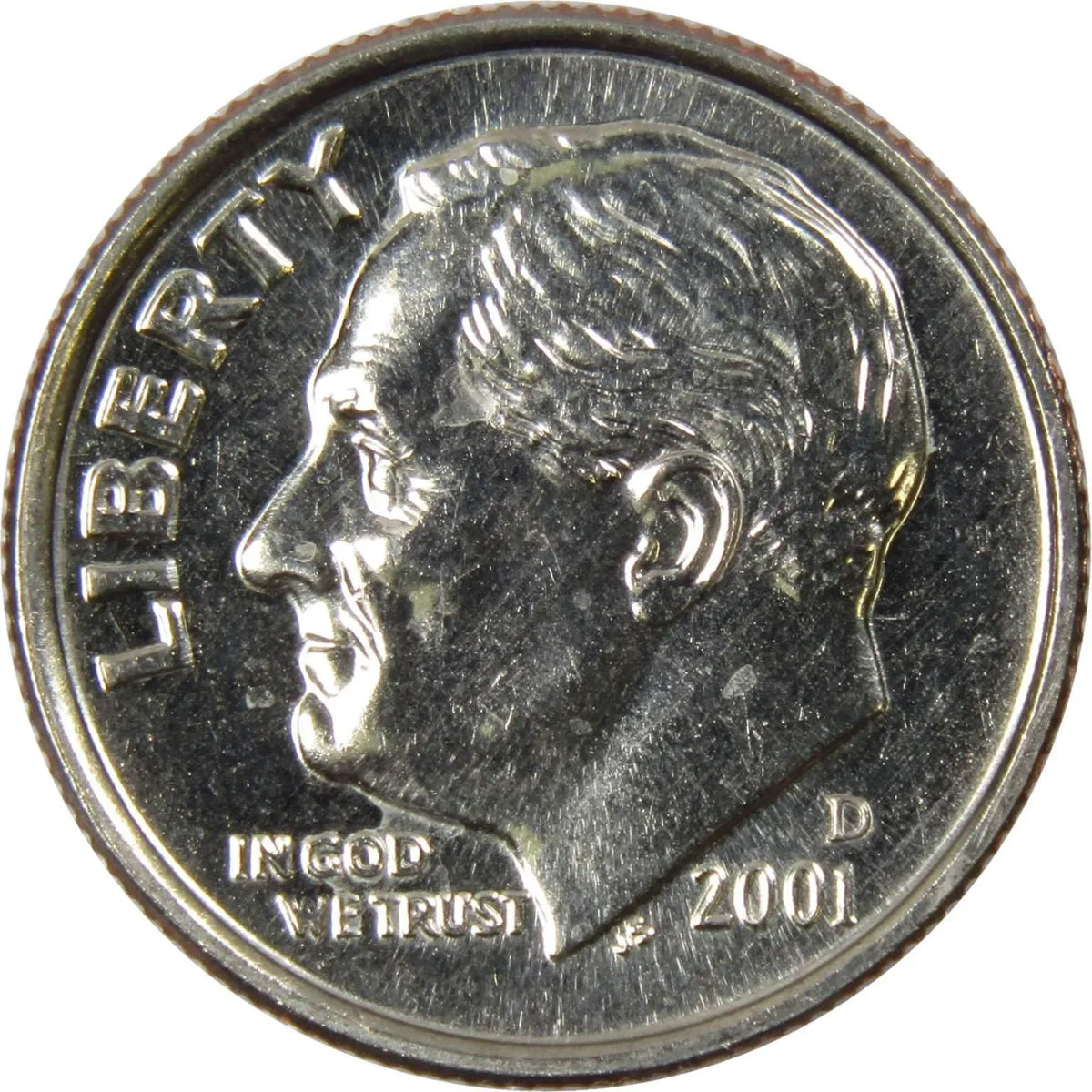 2001 D Roosevelt Dime Clad Uncirculated Mint State 10c Coin