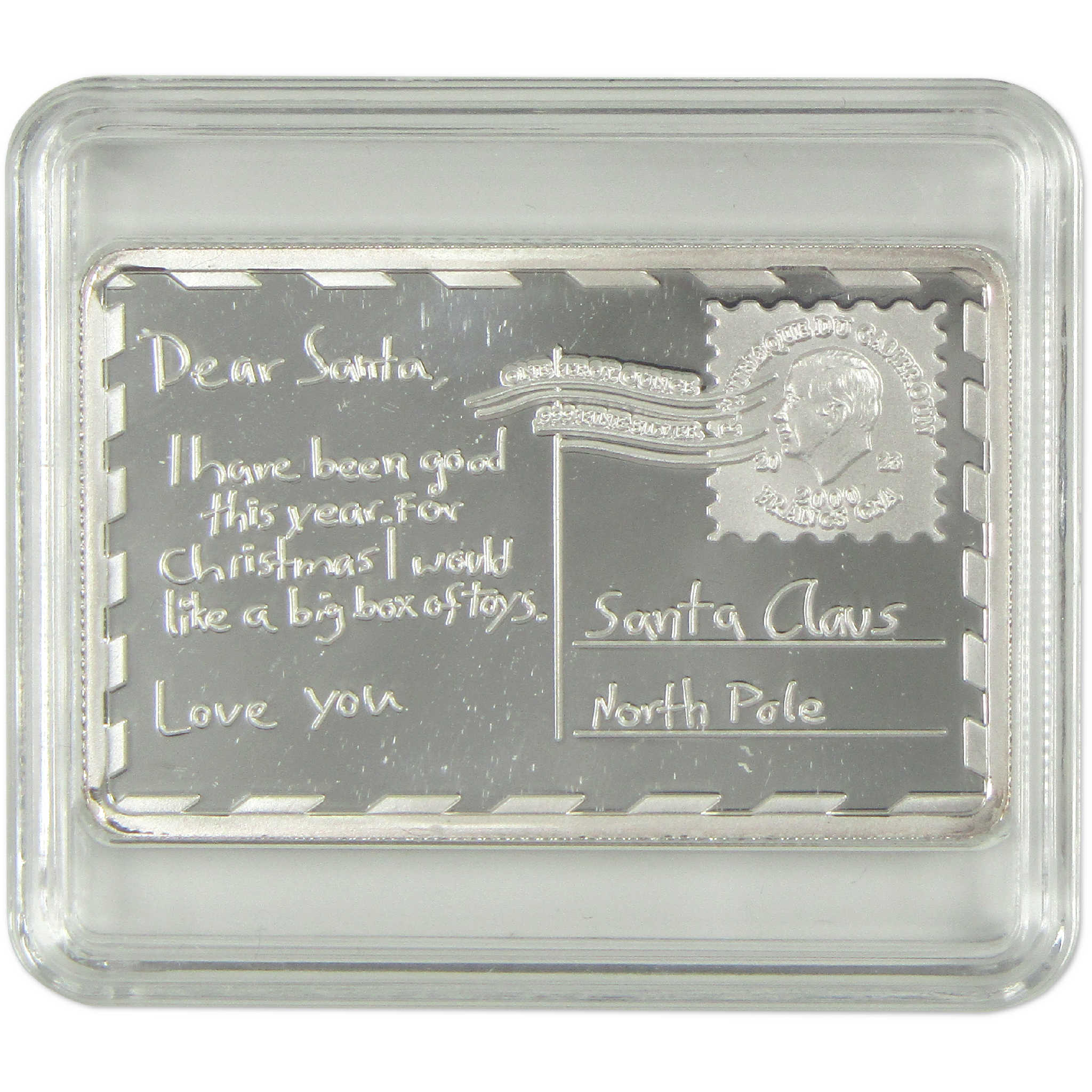 Postcard to Santa 2000 Franc CFA BU 1 oz .999 Silver 2023 Cameroon COA