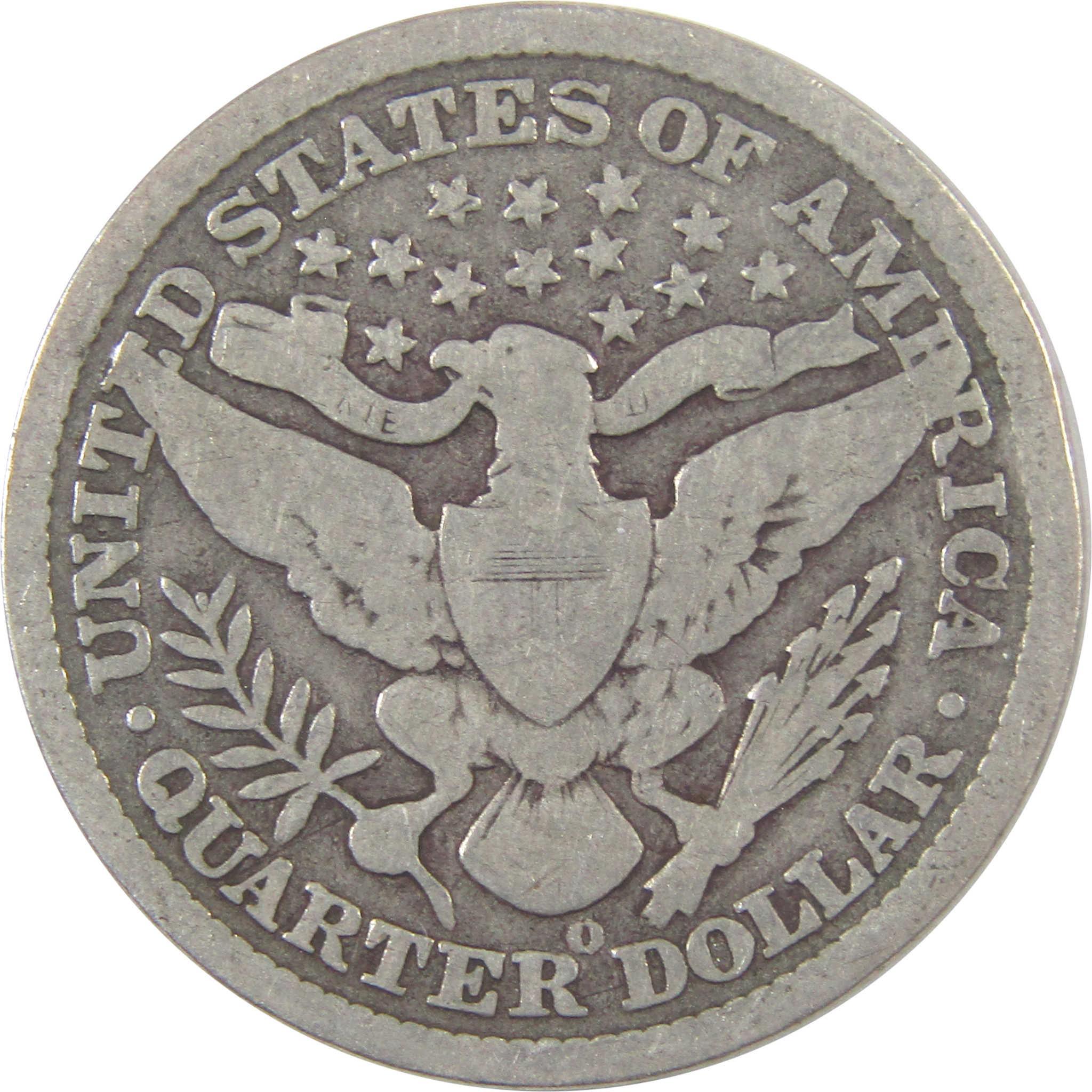 1896 O Barber Quarter G Good Details Silver 25c Coin SKU:I17948