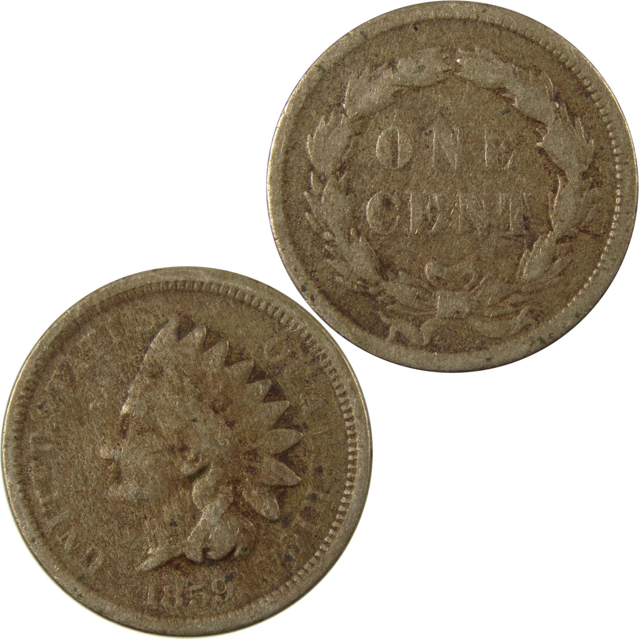 1859 Indian Head Cent AG About Good Penny 1c Coin SKU:CP1312