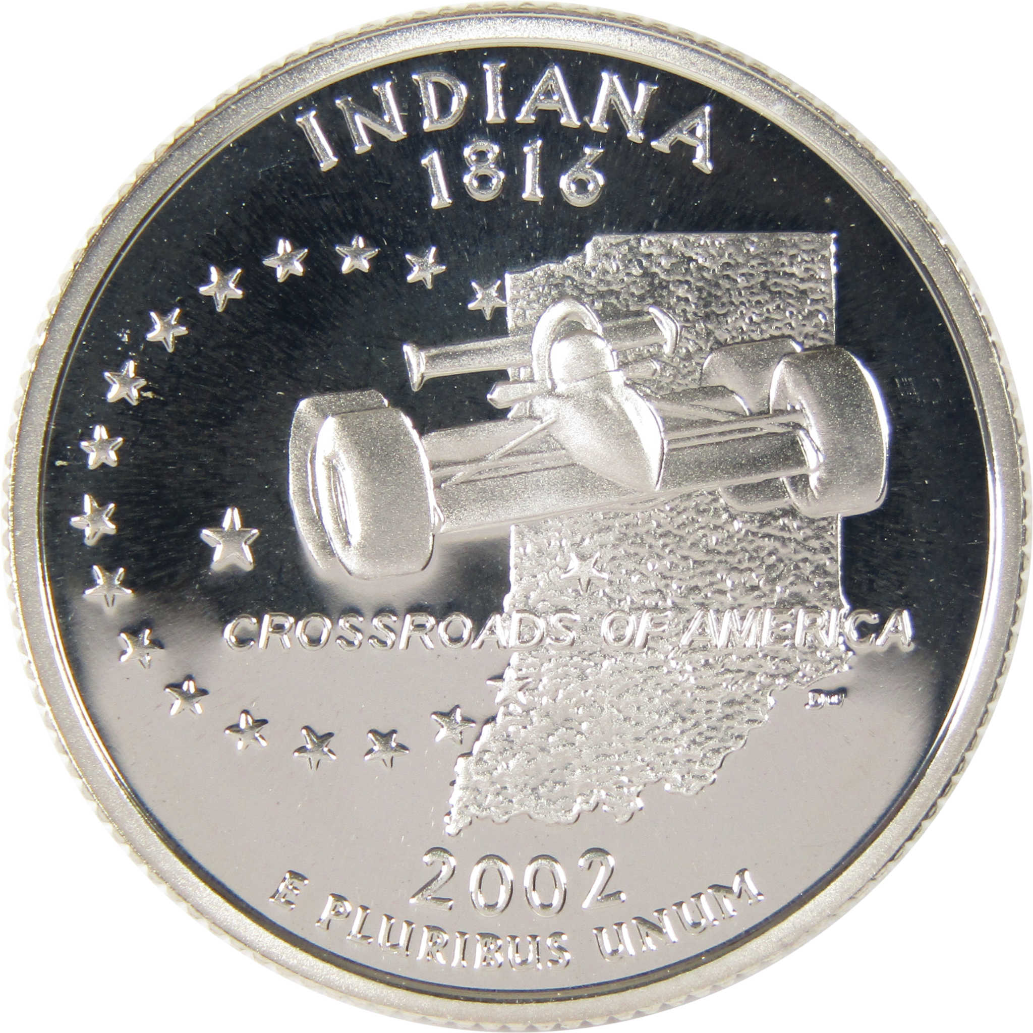 2002 S Indiana State Quarter Silver Proof 25c Coin