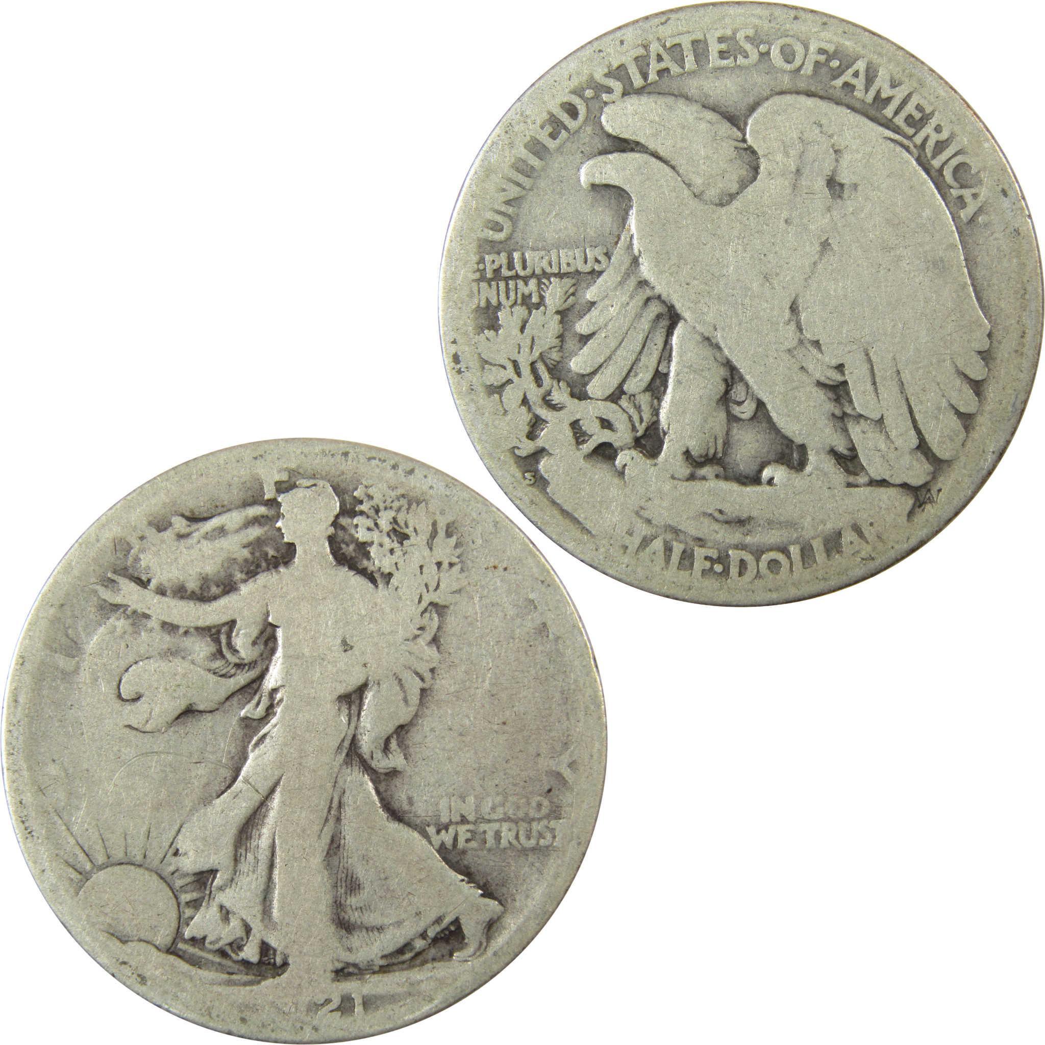 1921 S Liberty Walking Silver Half Dollar AG About Good SKU:CP1430
