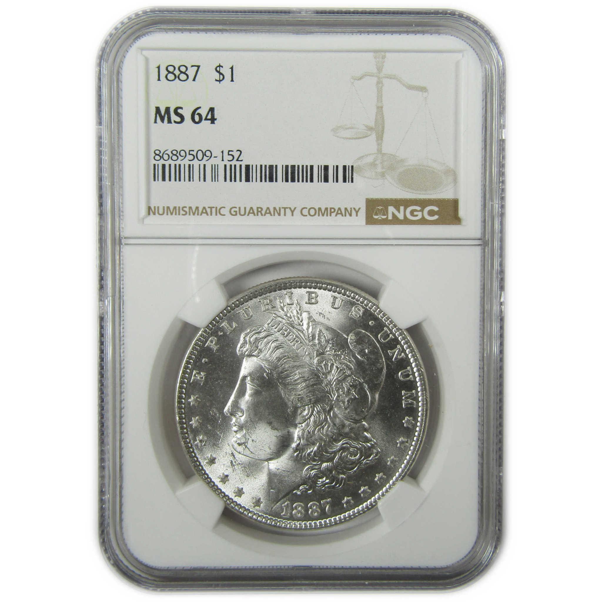 1887 Morgan Silver Dollar MS 64 NGC Uncirculated $1 Coin SKU:CP433 - Morgan coin - Morgan silver dollar - Morgan silver dollar for sale - Profile Coins & Collectibles