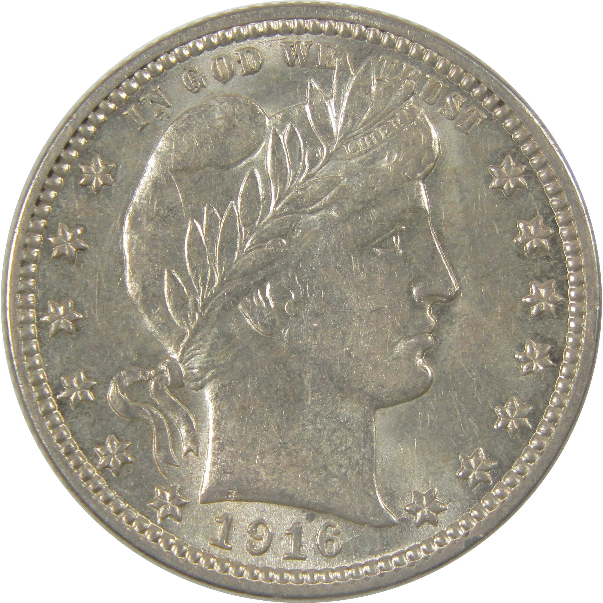 1916 D Barber Silver Quarter Borderline Uncirculated 25c Coin