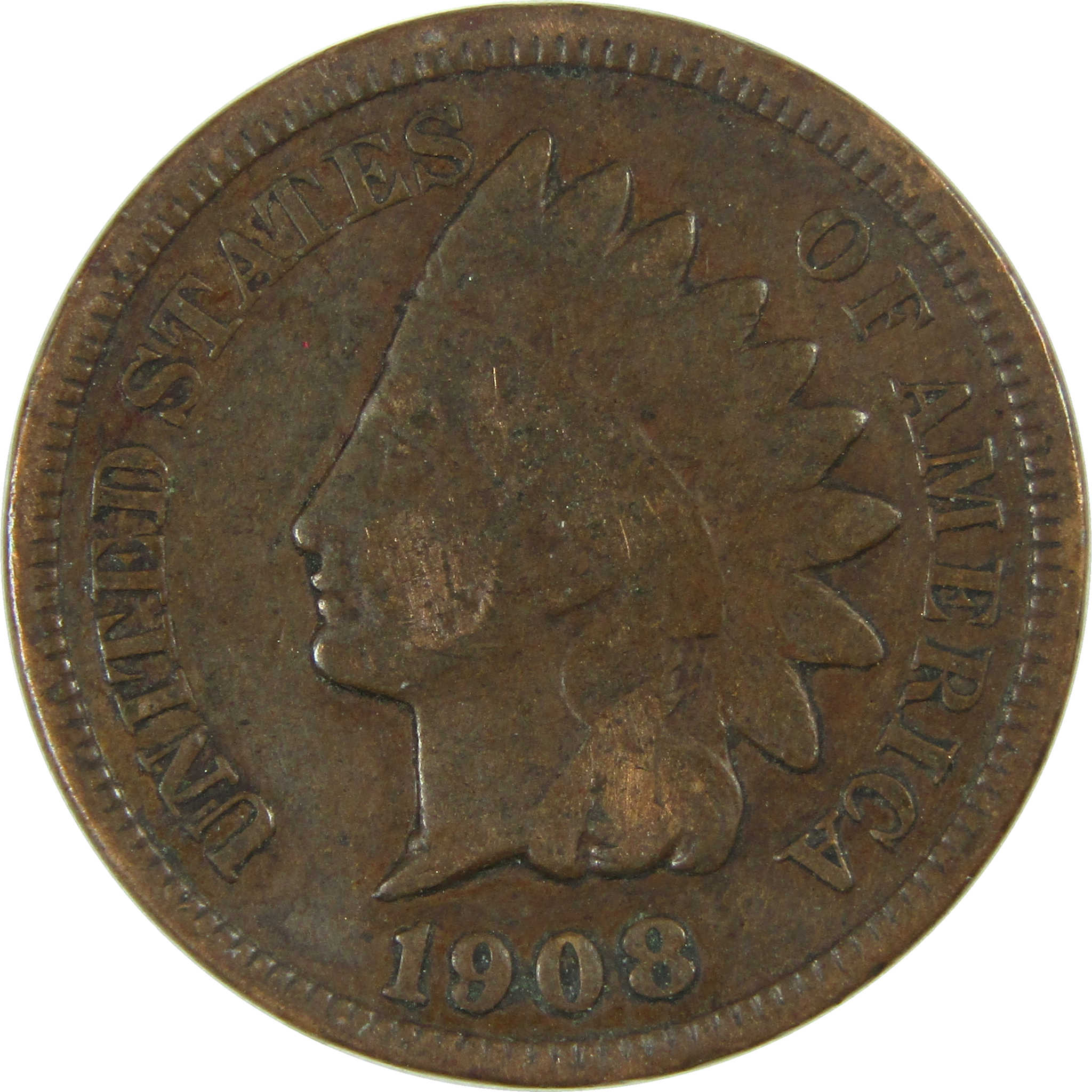 1908 Indian Head Cent VG Very Good Penny 1c Coin SKU:I26816