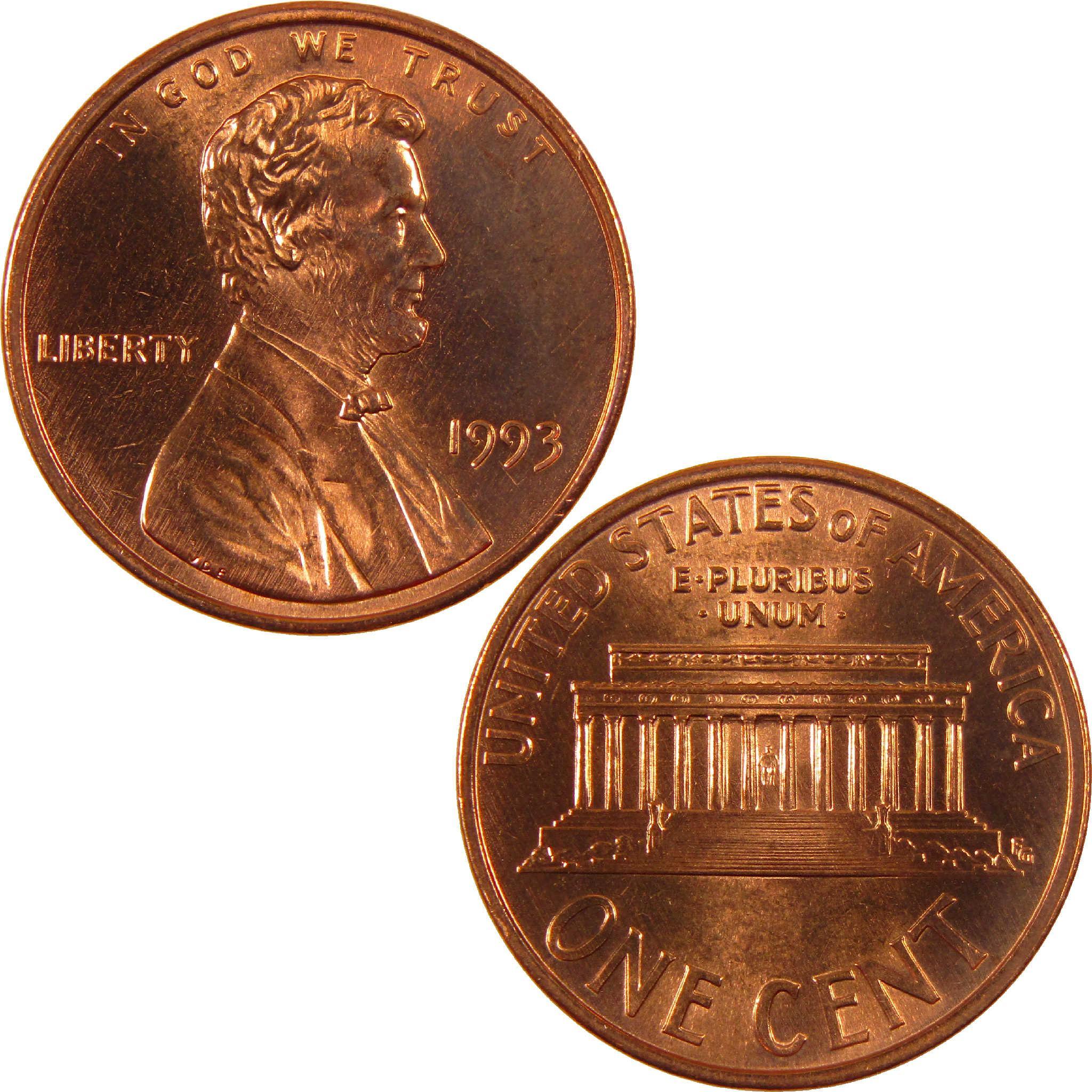 1993 Lincoln penny collectible coin obverse and reverse sides, copper finish