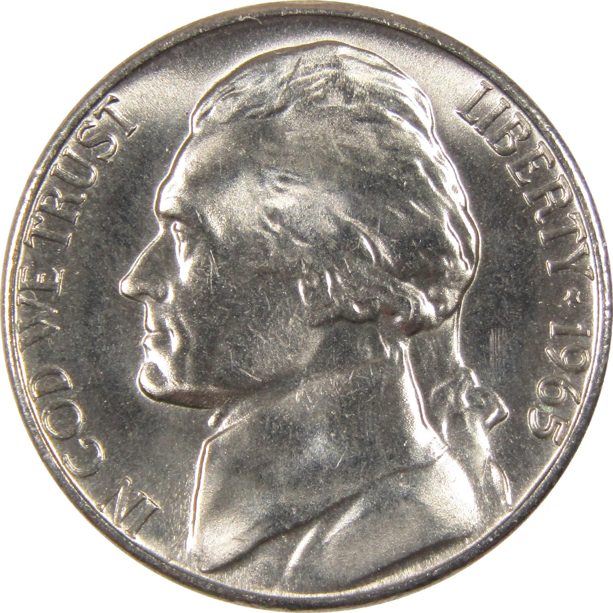 1965 Jefferson nickel collectible coin with profile portrait and inscriptions