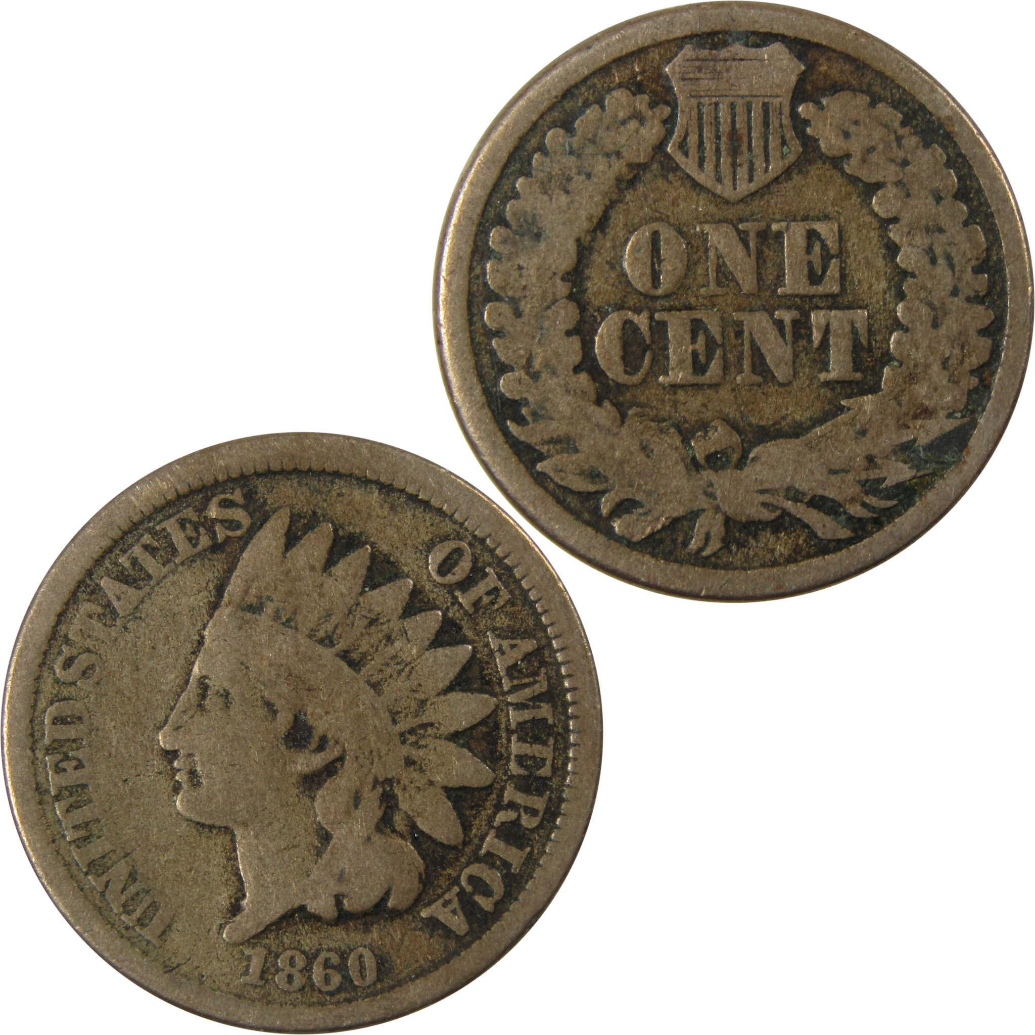 1860 Indian Head Cent G Good Penny 1c Coin SKU:CP1303