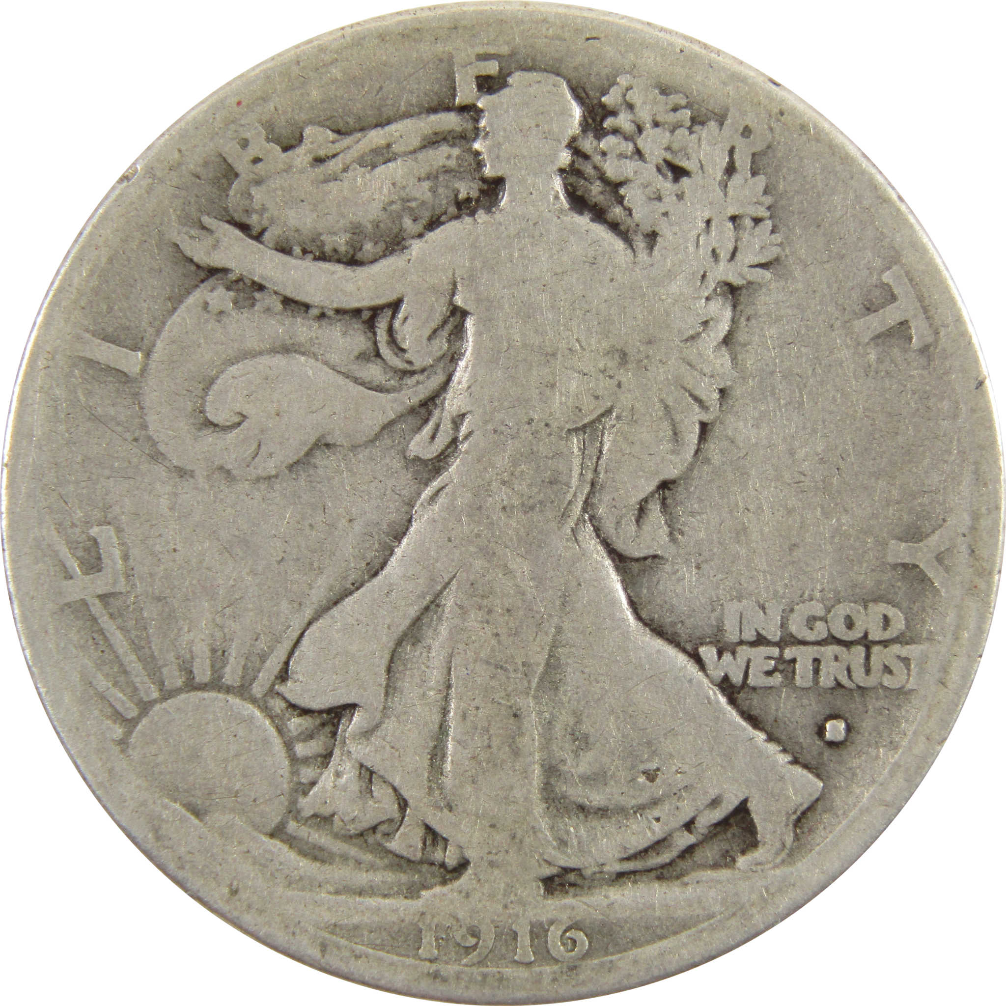 1916 S Liberty Walking Half Dollar AG 90% Silver 50c SKU:I11112