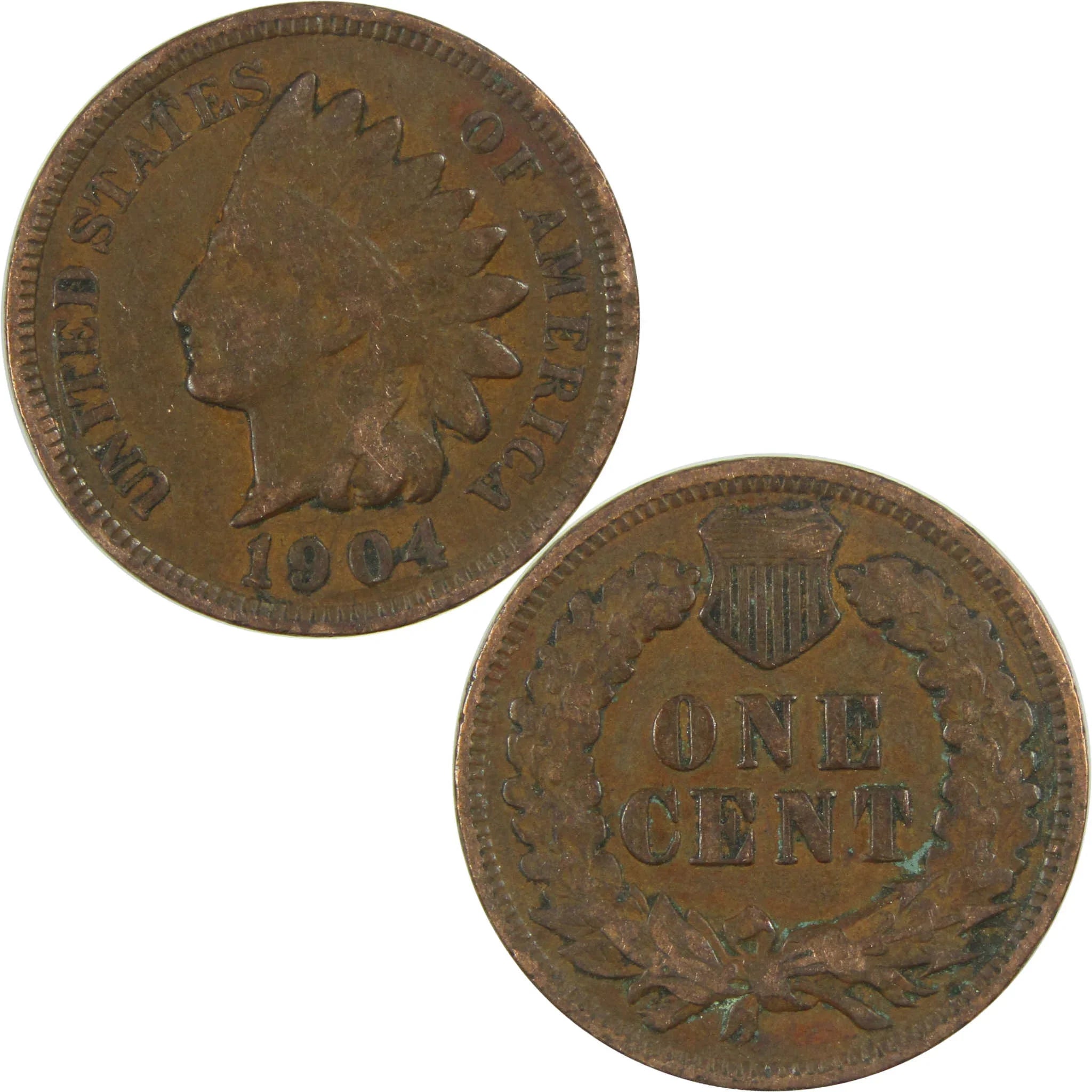 1904 Indian Head Cent F Fine Penny 1c Coin SKU:I27020