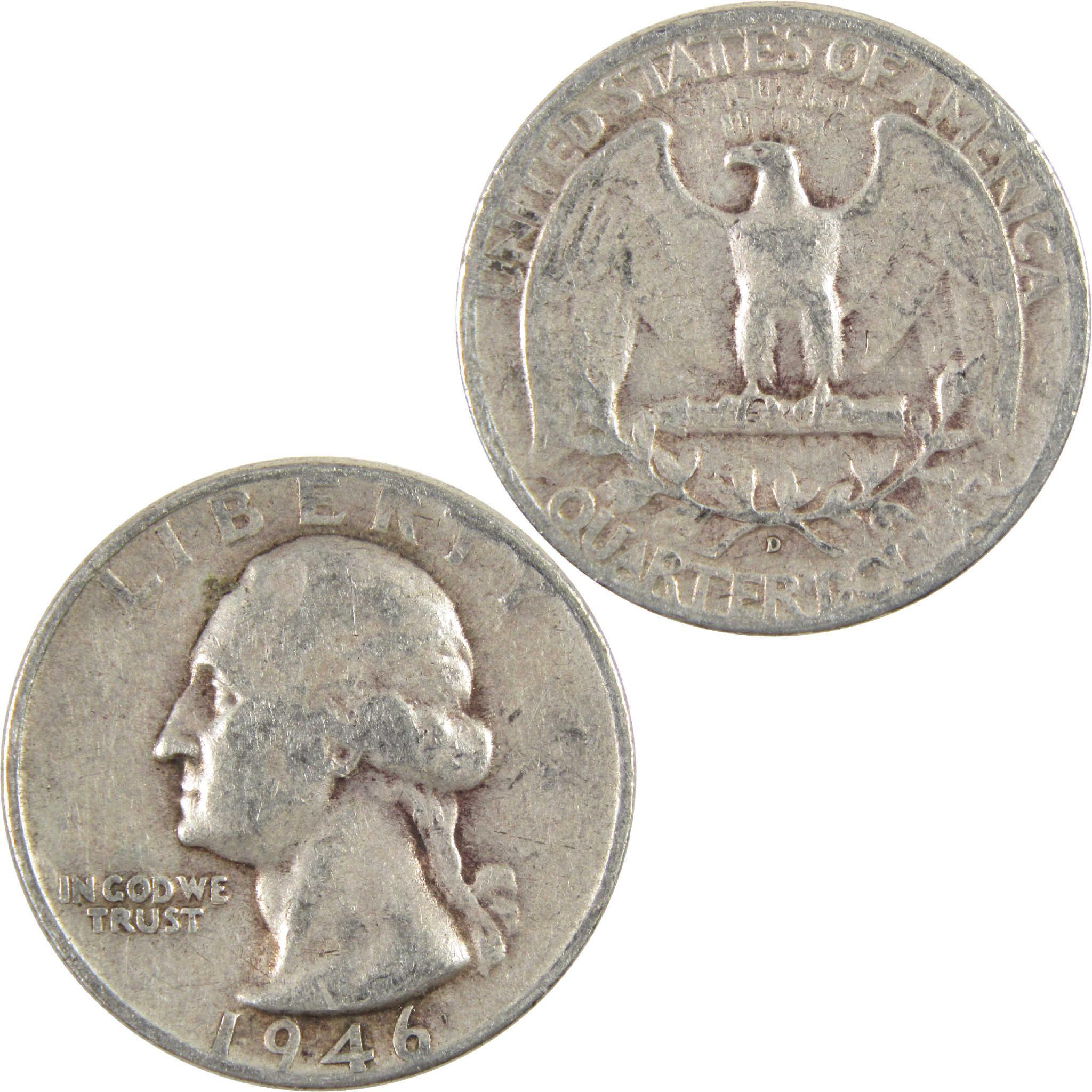 1946 D Washington Quarter Circulated Silver 25c Coin Collectible