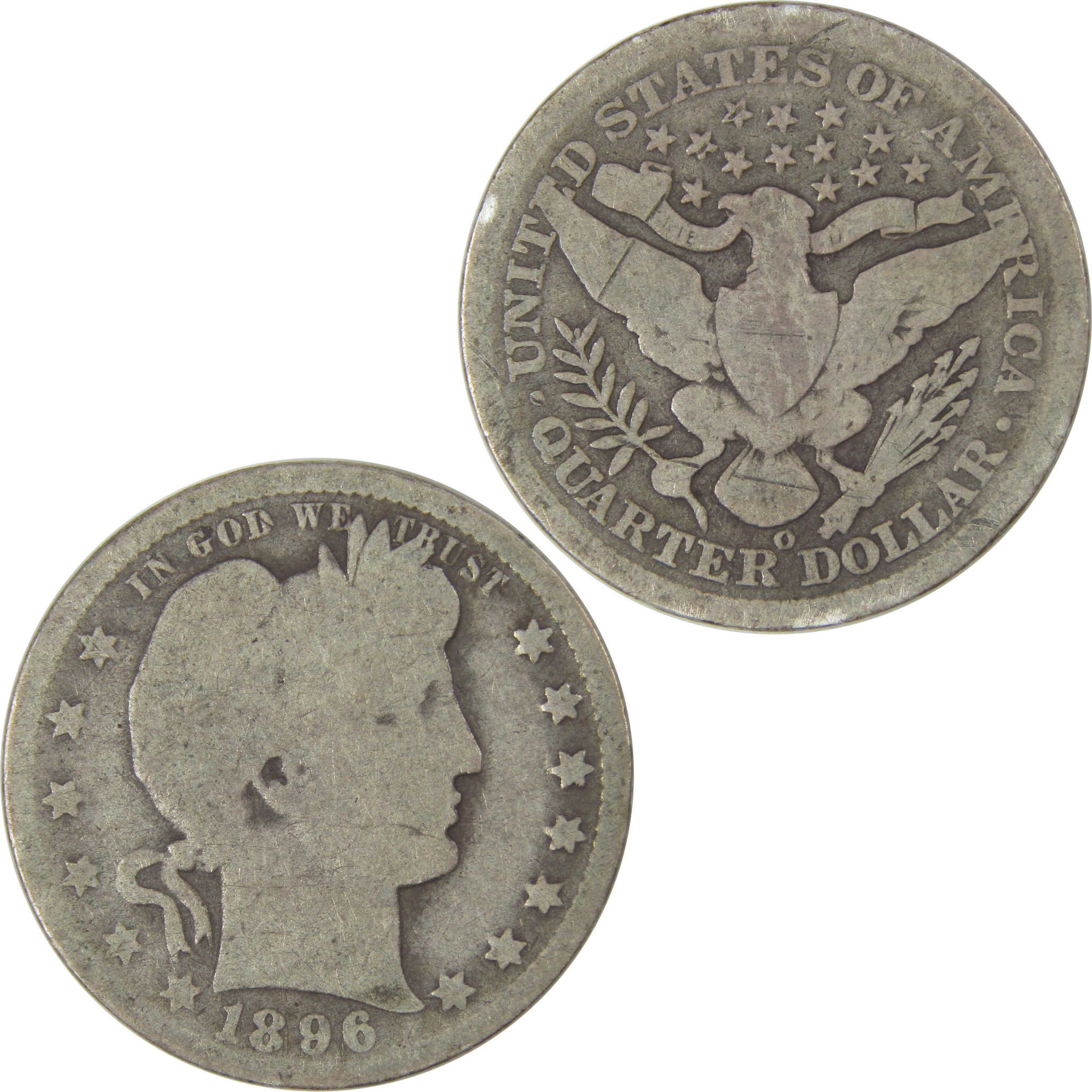 1896 O Barber Quarter AG About Good Silver 25c Coin SKU:I22785