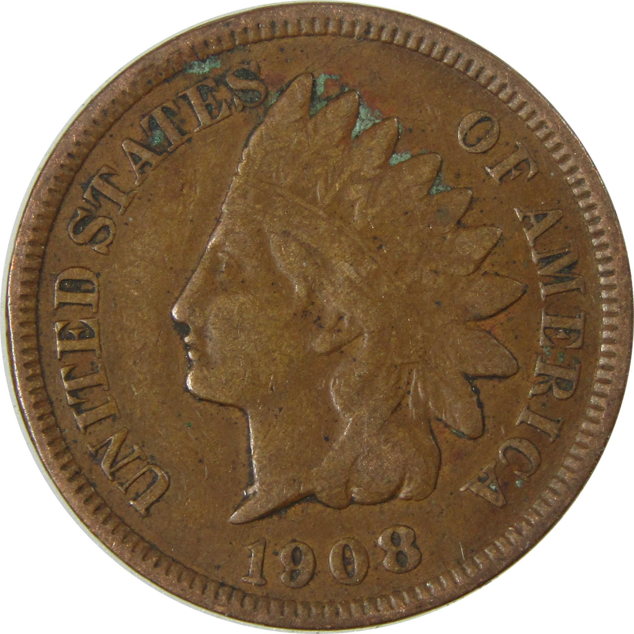 1908 Indian Head Cent VF Very Fine Penny 1c Coin SKU:I27005