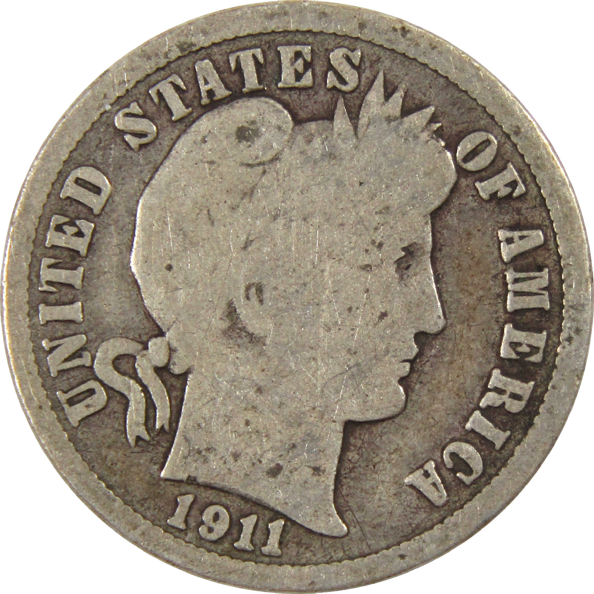 1911 D Barber Dime G Good Silver 10c Coin